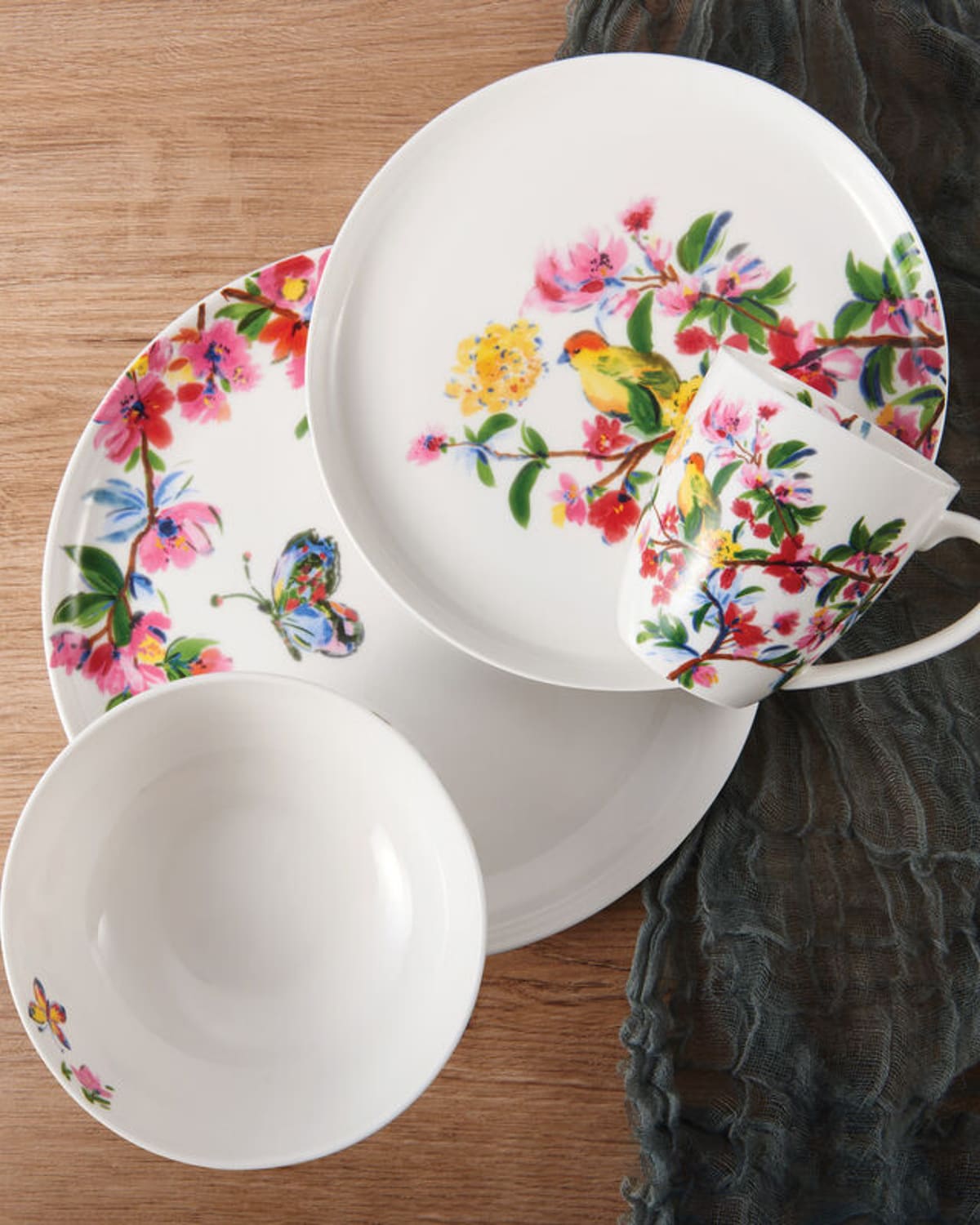 White Melamine Plate Set Microwave Safe Rose Flower - ShopiPersia