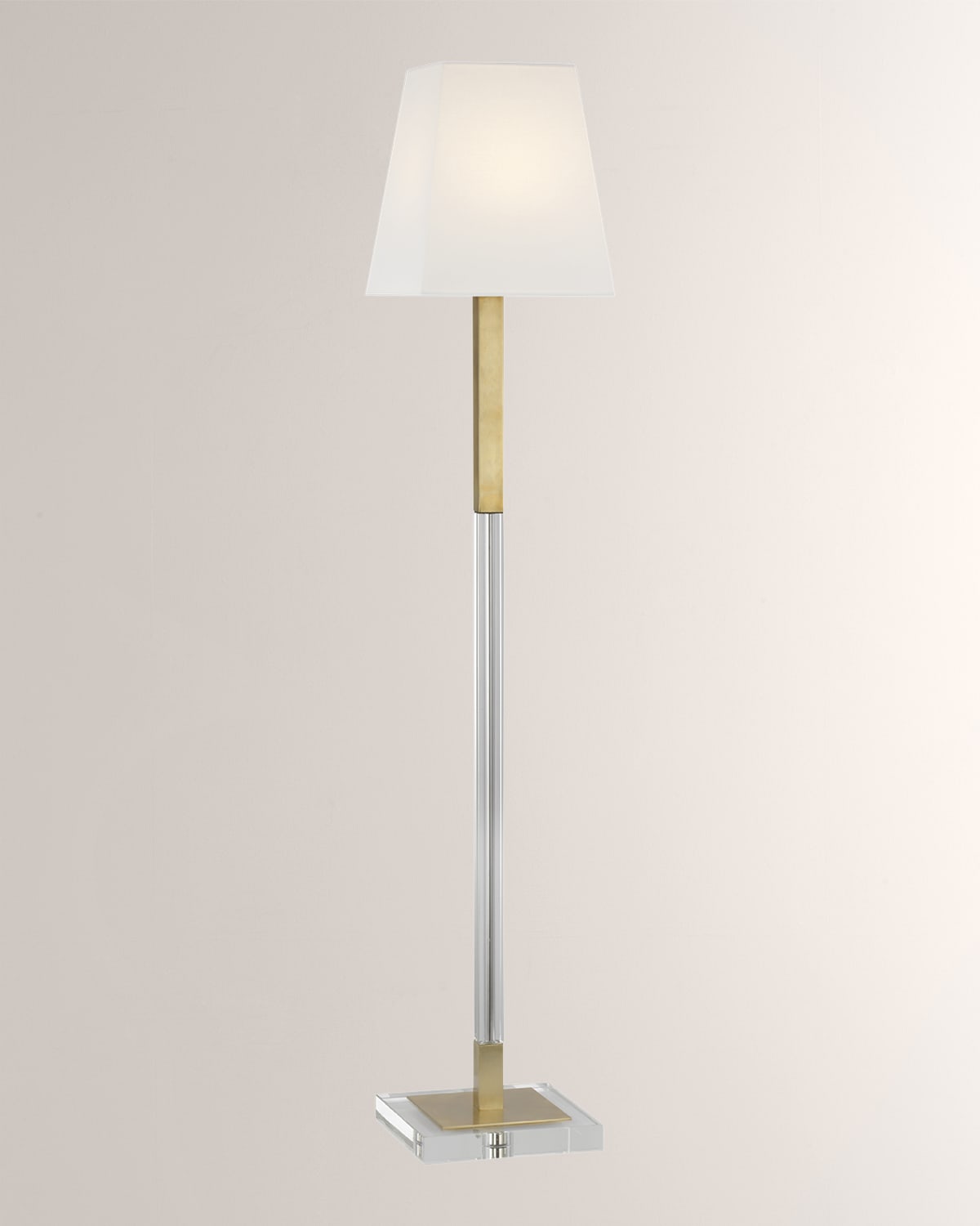 Visual Comfort Studio TOB by Thomas O'Brien TW1031BBS Beckham Classic 1  Light 17 Inch Tall Wall Sconce in Burnished Brass with White Linen Fabric  Shade