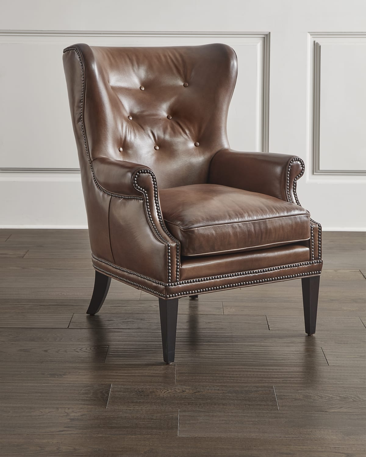 Leather wingback chair with nailhead trim new arrivals