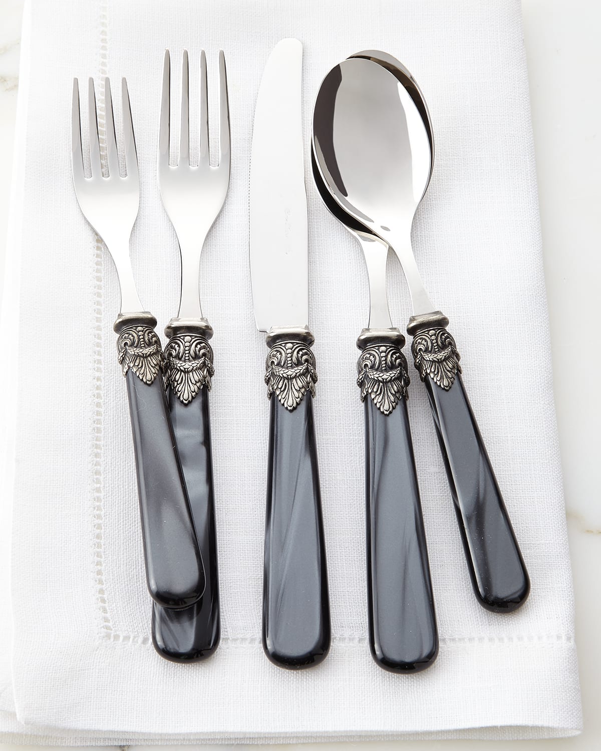 Lou Laguiole Tradition 24pc Flatware set, 18/0 Stainless Steel, Satin