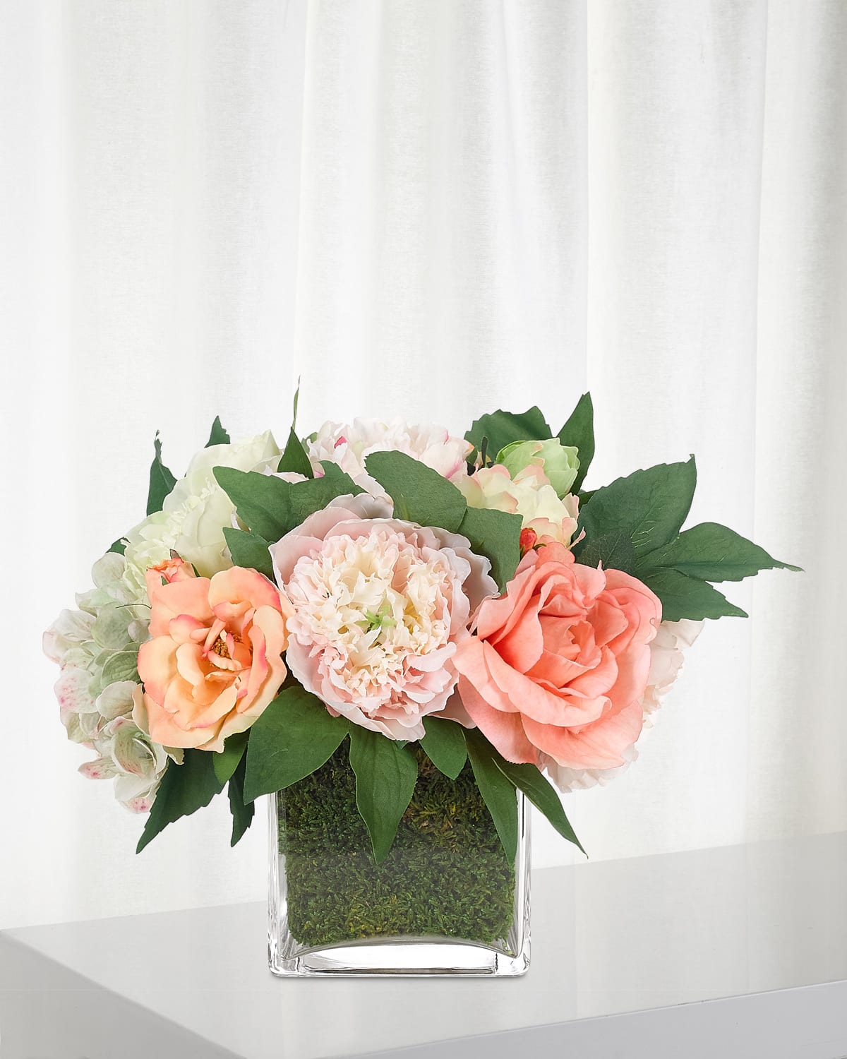 NDI Rose FauxFloral Arrangement in Glass Vase, 11wx10dx10h Horchow