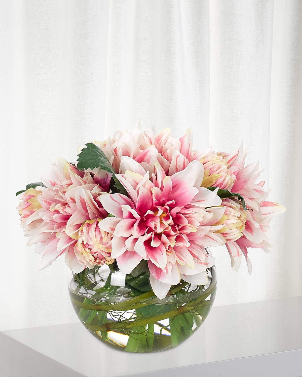 NDI Faux Anemone Snowball Floral Arrangement in Metal Planter | Horchow