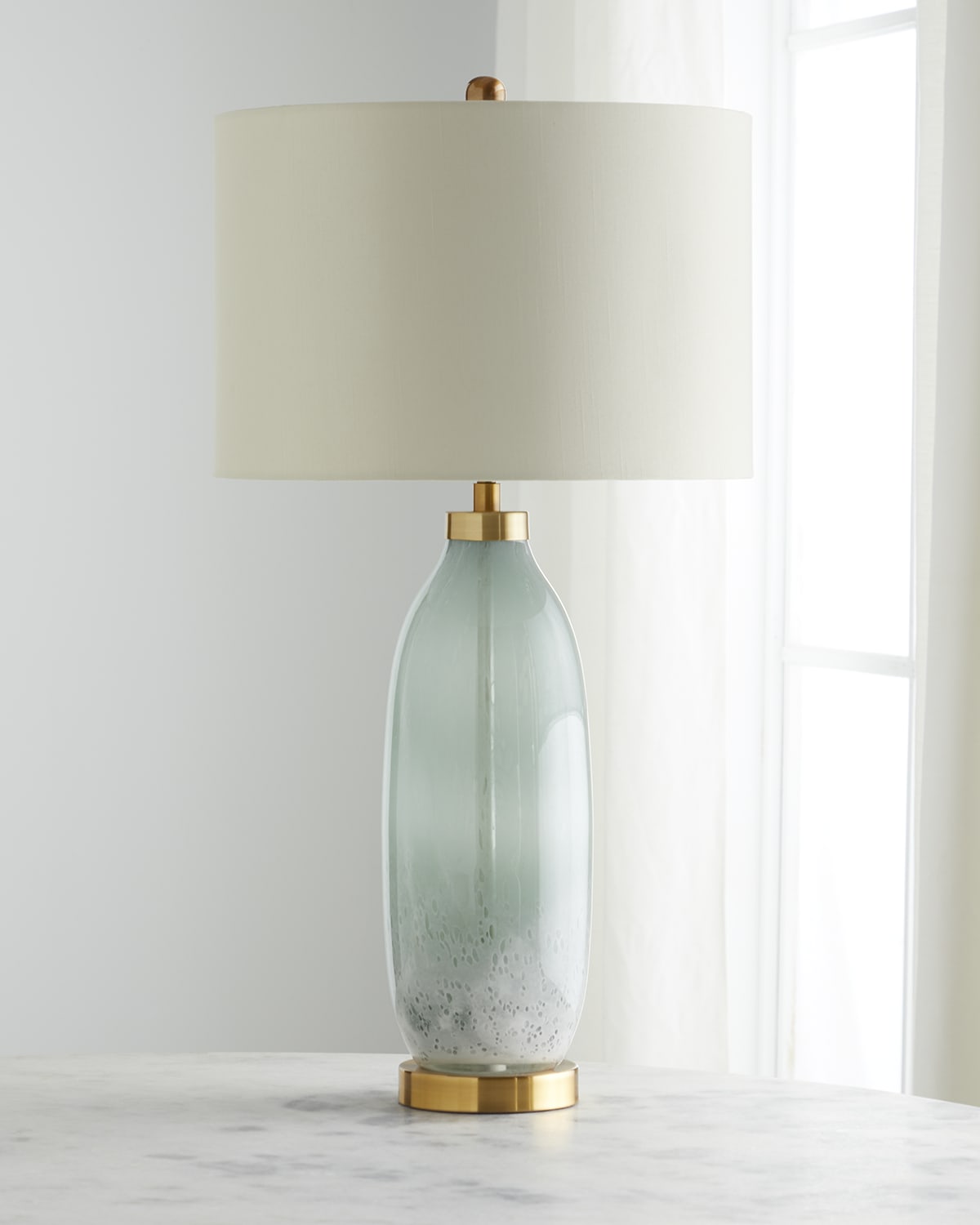 John-Richard Collection Navy Blue Glass and Brass Table Lamp