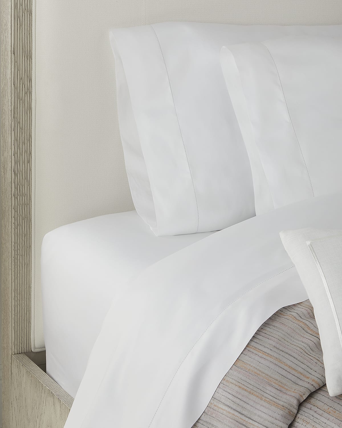 Sferra Standard Ivory Stripe Pillowcases 400 TC Cotton Sateen Jacquard New 