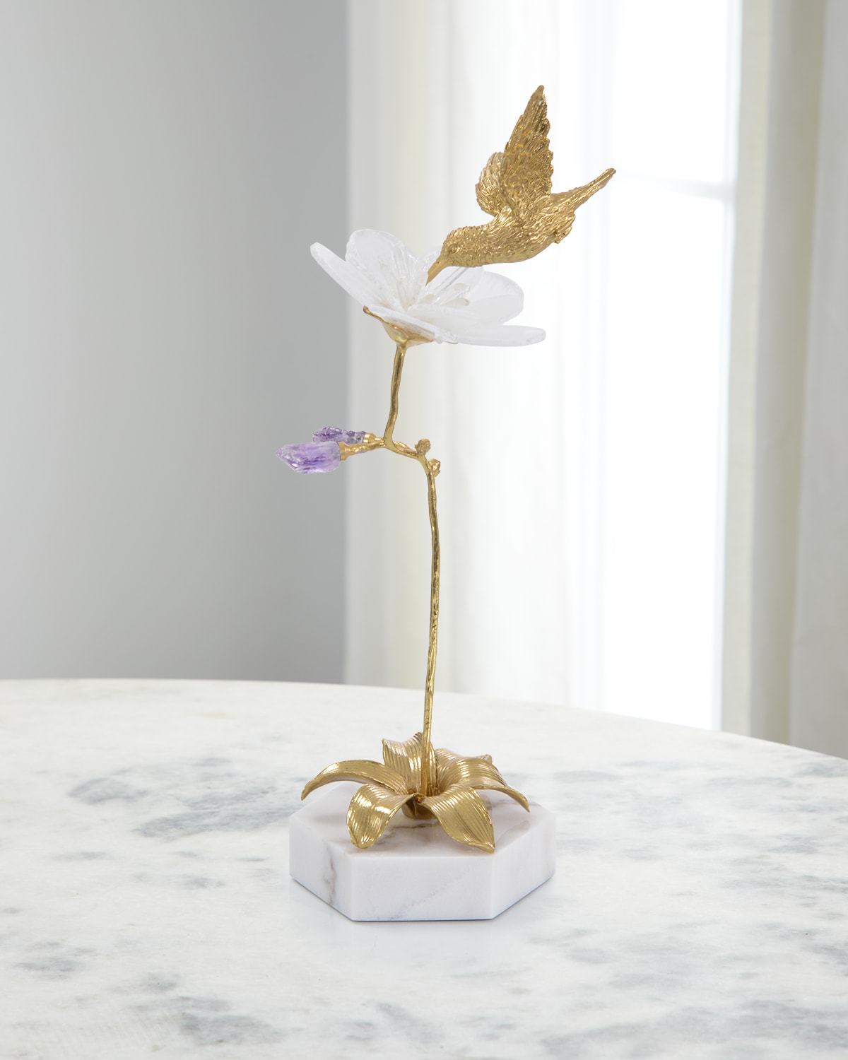 JohnRichard Collection Flower & Hummingbird Sculpture Horchow