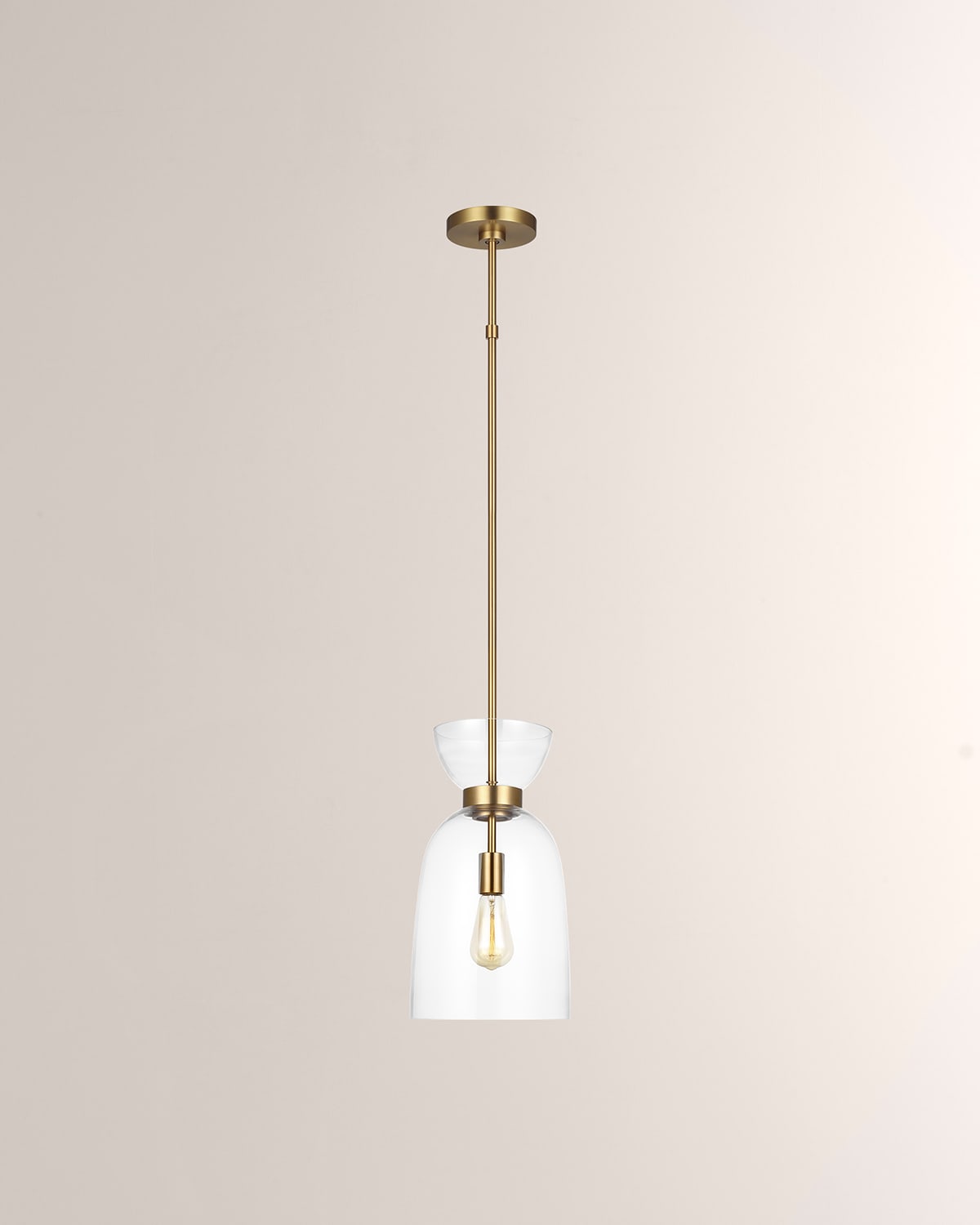 Visual Comfort Signature Piatto Large Pendant In Hand-Rubbed Antique Brass  With Plaster White Shade By Thomas O'Brien