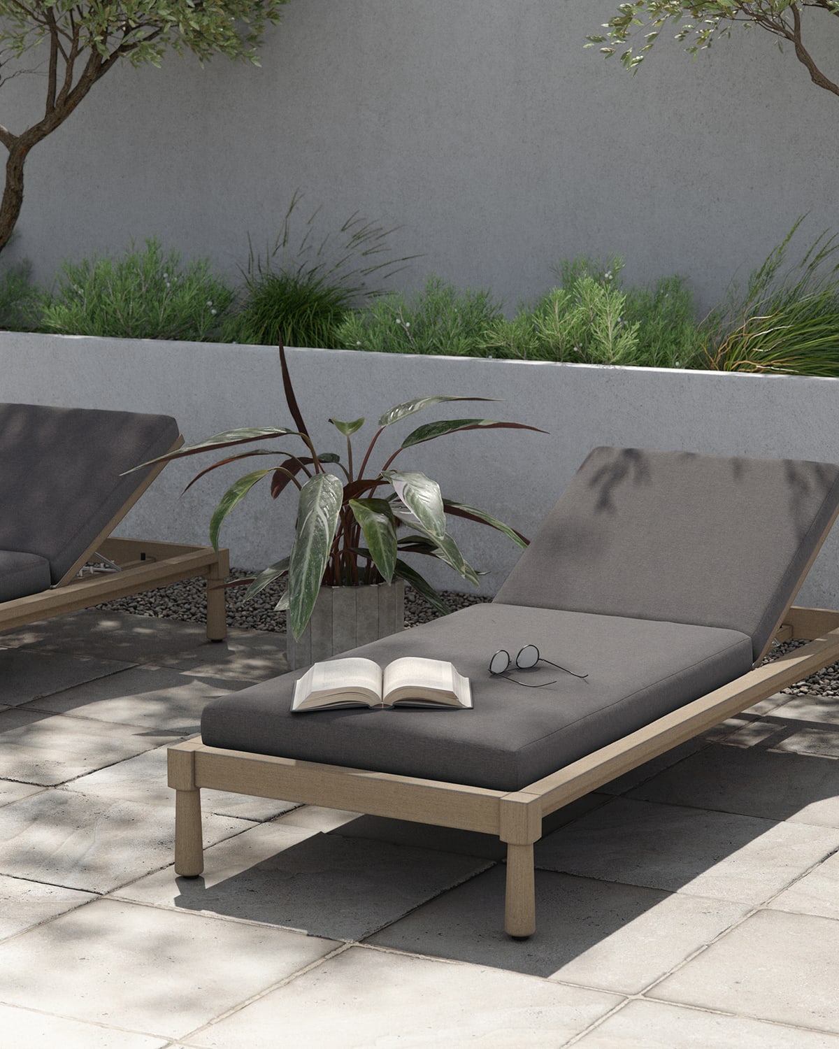 Four Hands Paige Outdoor Woven Chaise, Brushed Grey Horchow