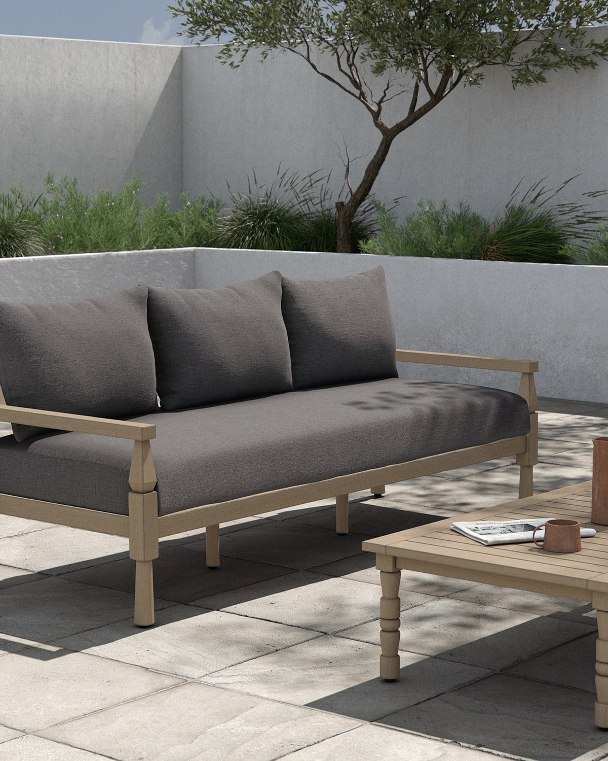 Four Hands Aldine Channel Tufted Leather Sofa, 97" Horchow