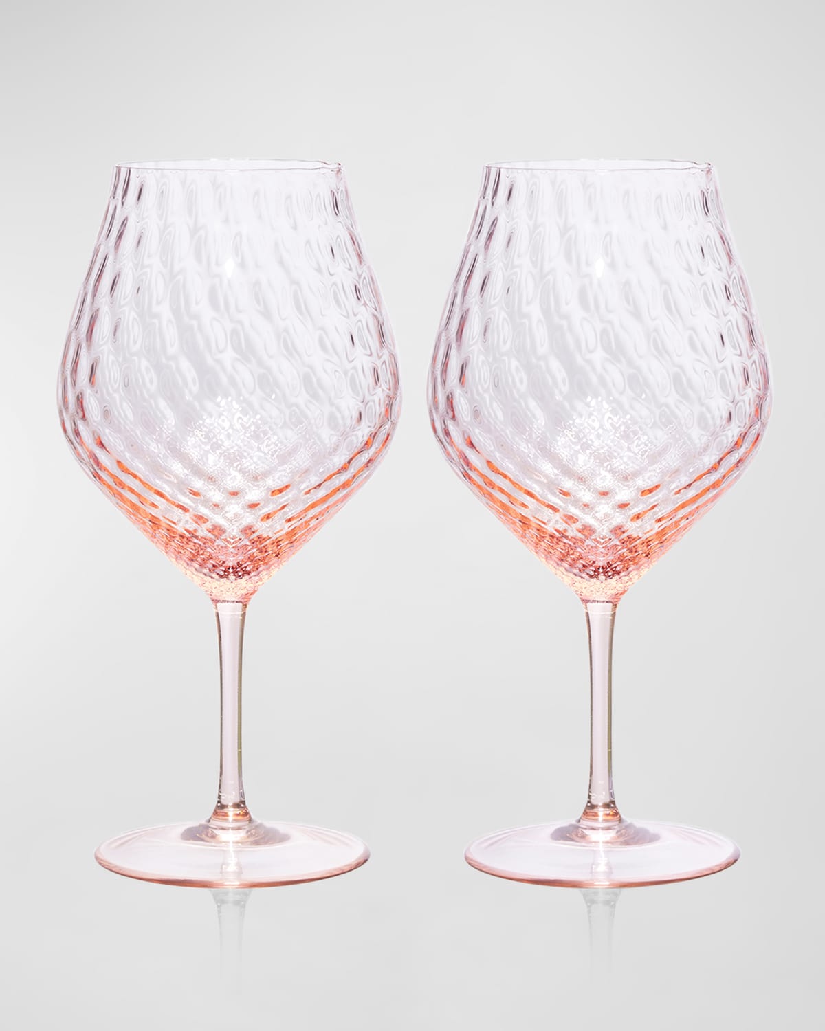 Set of Four Classy Midnight Baby Pink Big Mouth Wine Glasses