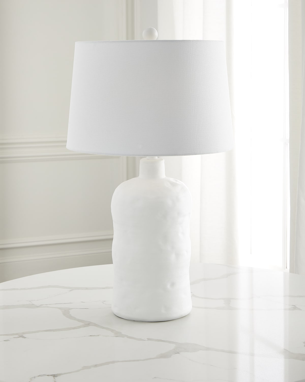 Durham Large Table Lamp in Soft Brass with Linen Shade