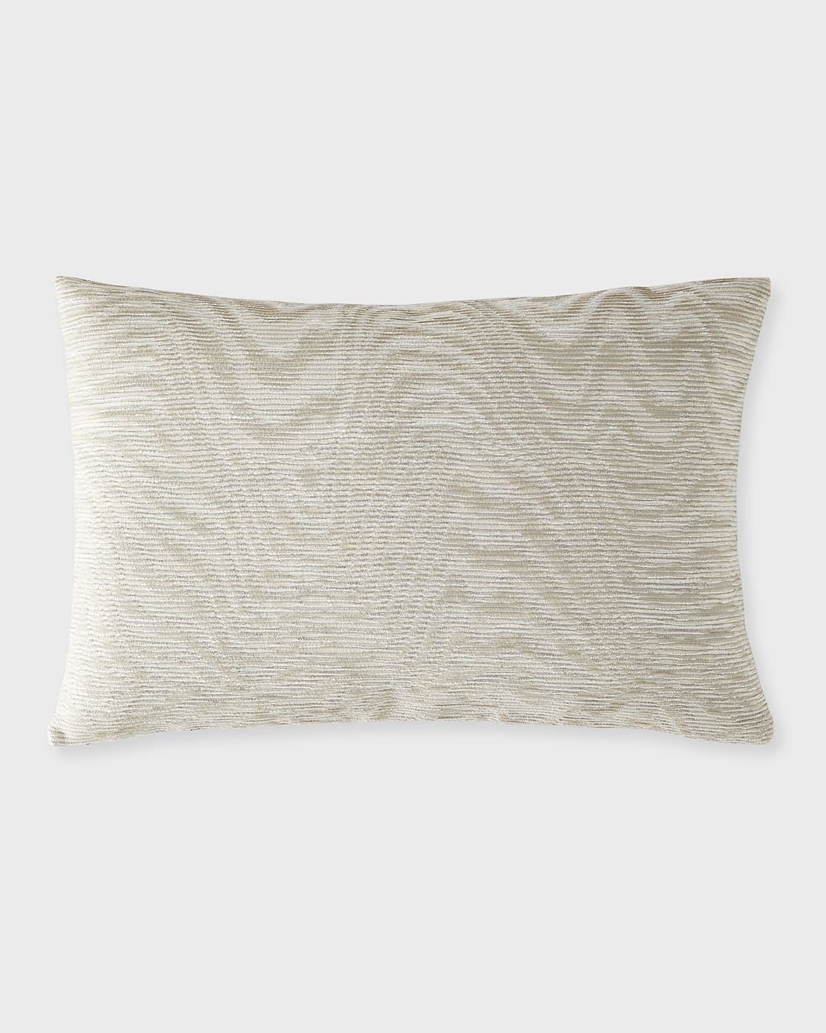 Cotton Lumbar Pillow with Embroidered Curved Pattern & Tassels, Cream Color & Blue