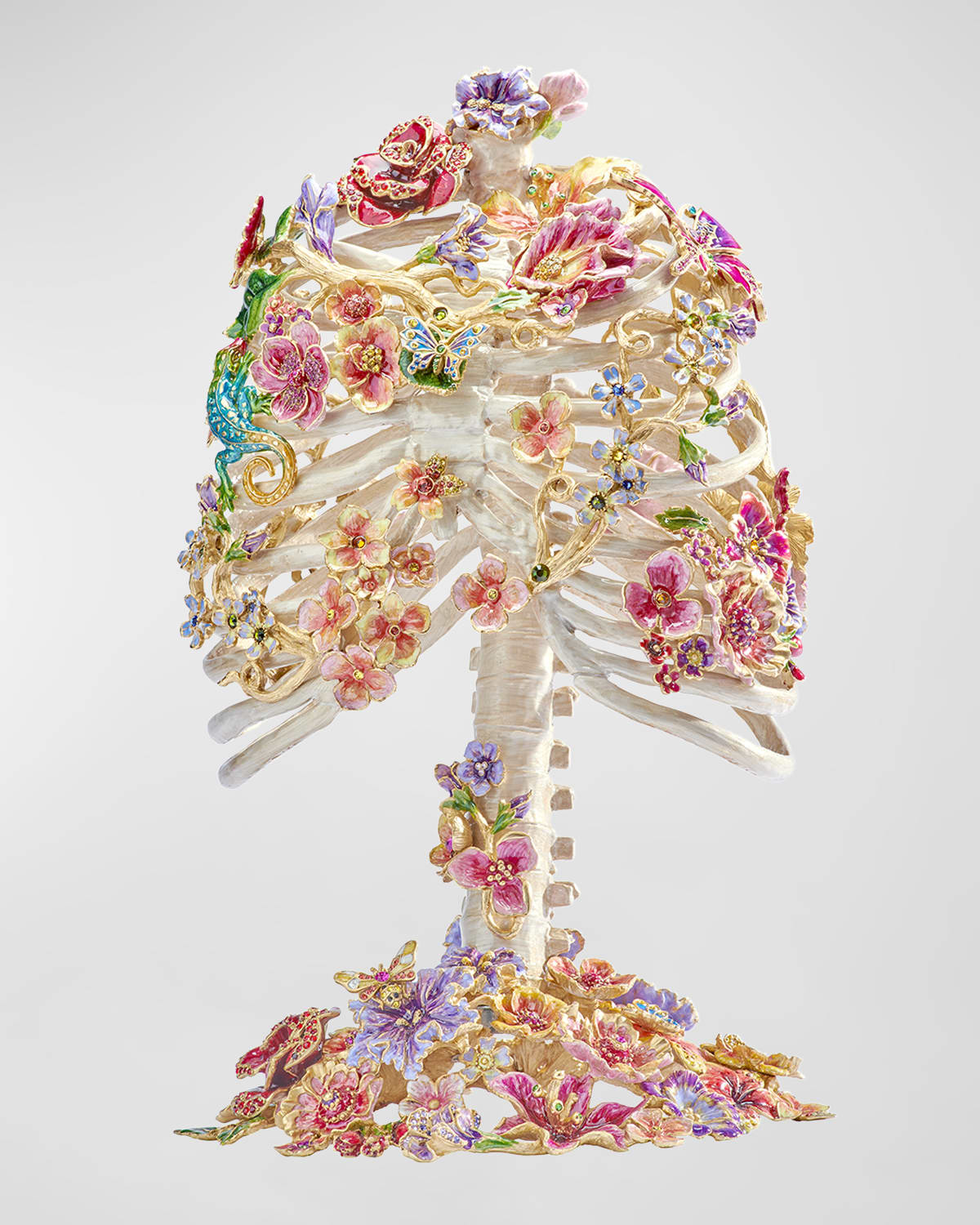 Jay Strongwater Statuetta Farfalla 'Lea' - Media, In Metallo Smaltato A Mano Con Cristalli Swarovski E Finitura Oro 14kt