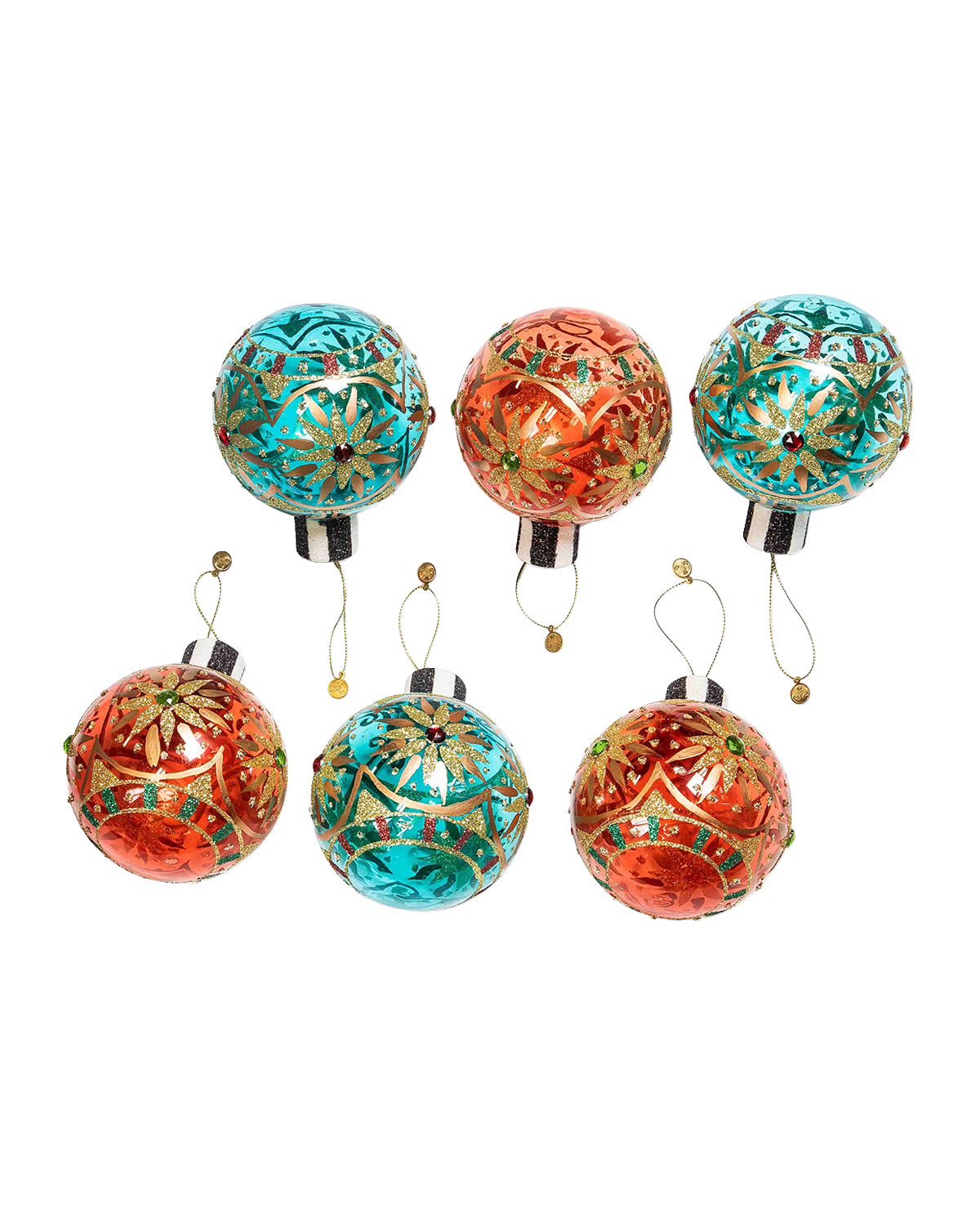 MacKenzieChilds Christmas Magic Geo Capiz Ornaments Set of 4 Horchow