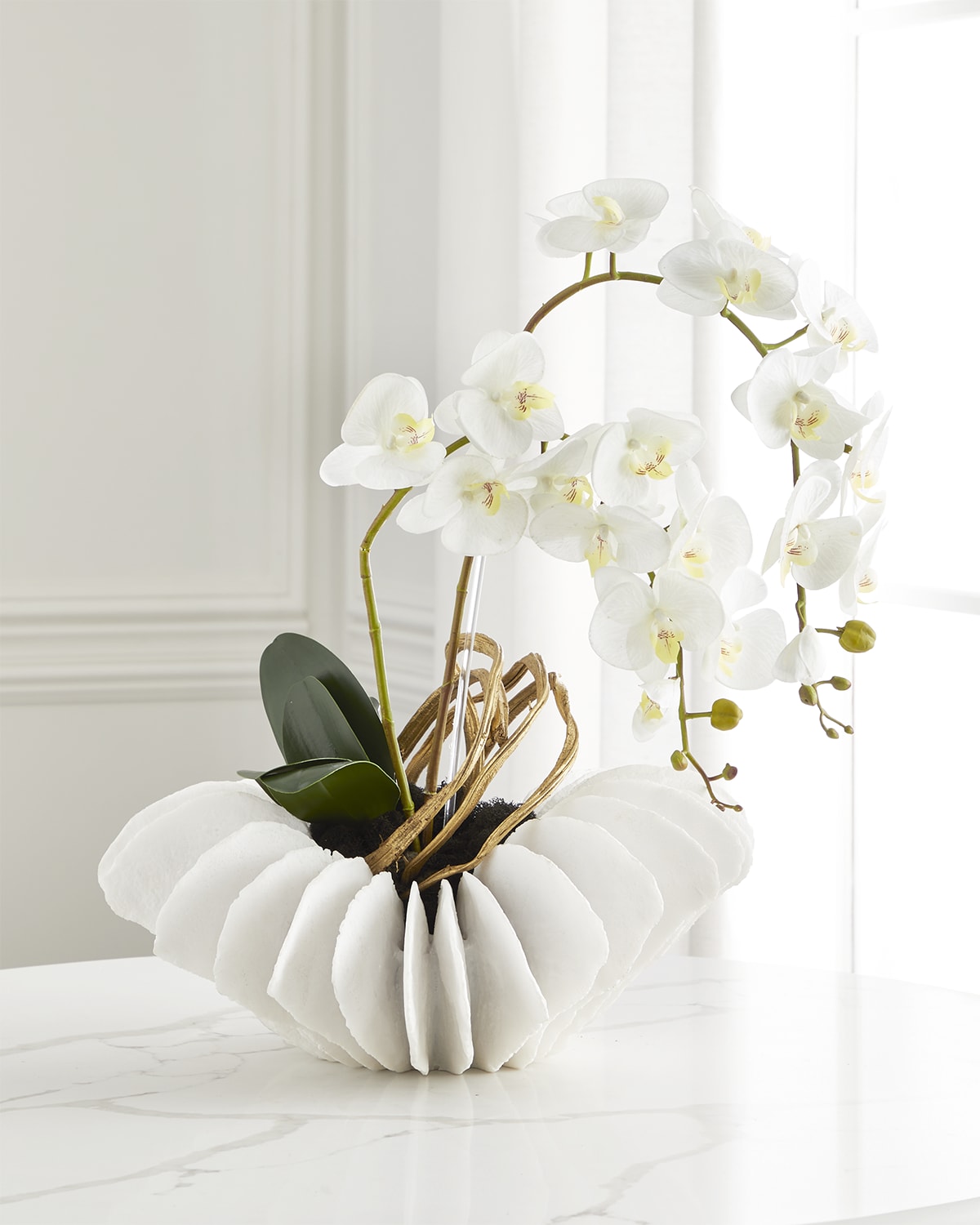 Horchow Orchid Arrangement | Meadow Collection in Aluminum Moss 32\