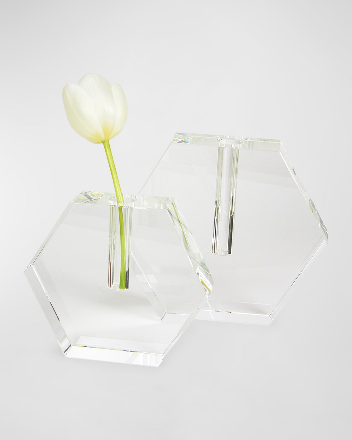 Tizo Clear Crystal Vase Flat Hexagon Large Horchow