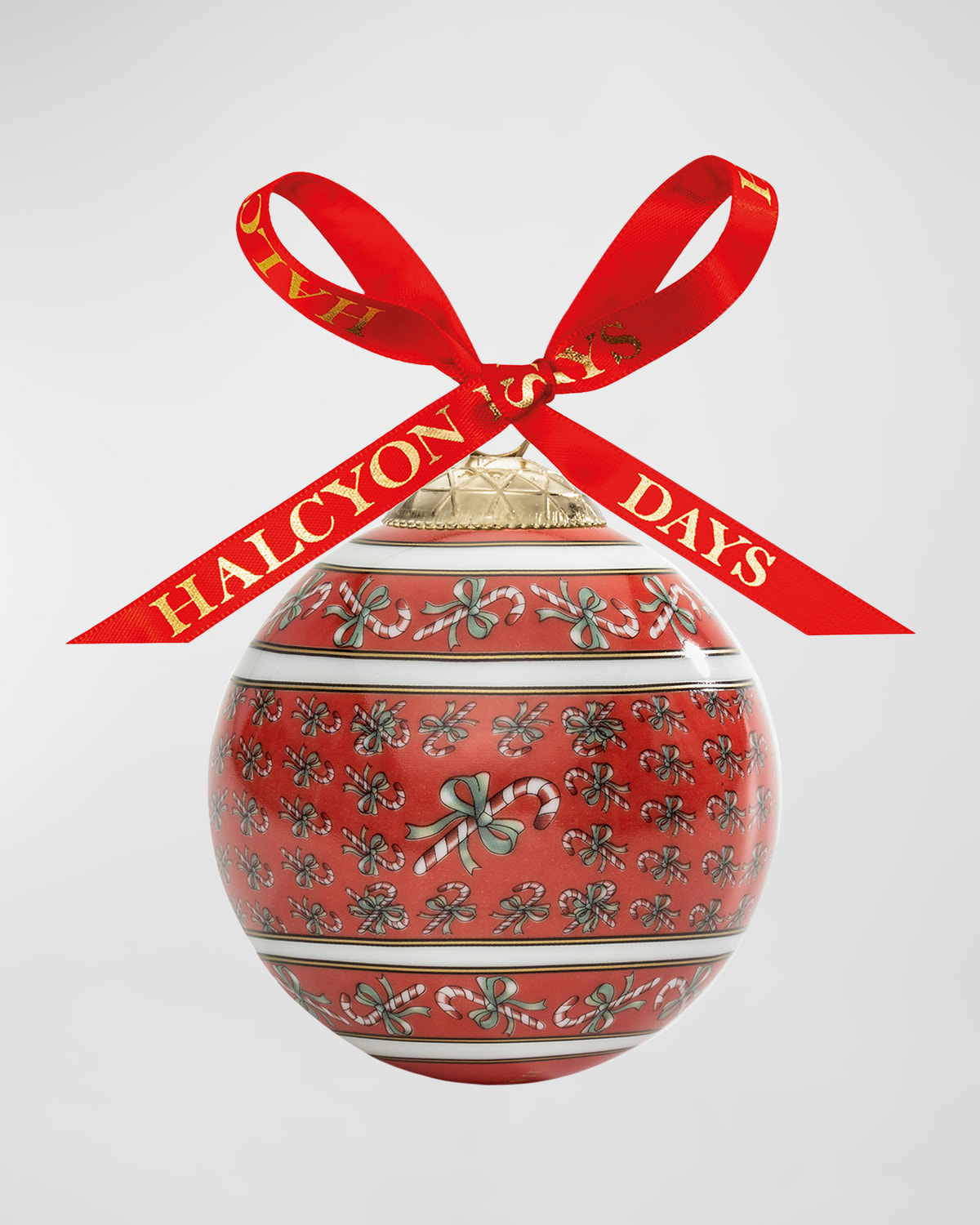 Halcyon Days Parterre Gold with Poinsettia Christmas Ornament | Horchow