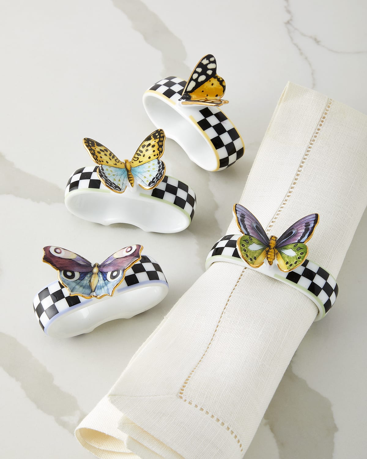 MacKenzie-Childs Royal Butterfly Napkin Rings, Set of 4 | Horchow