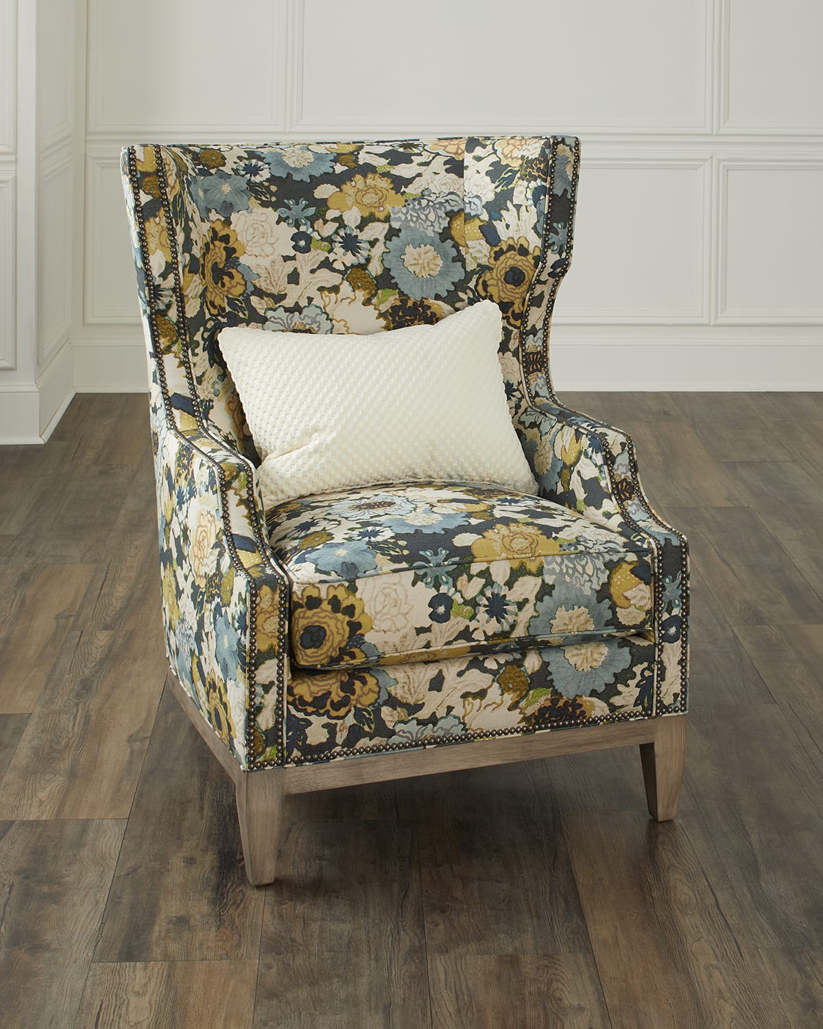 Wingback chair with online nailhead trim