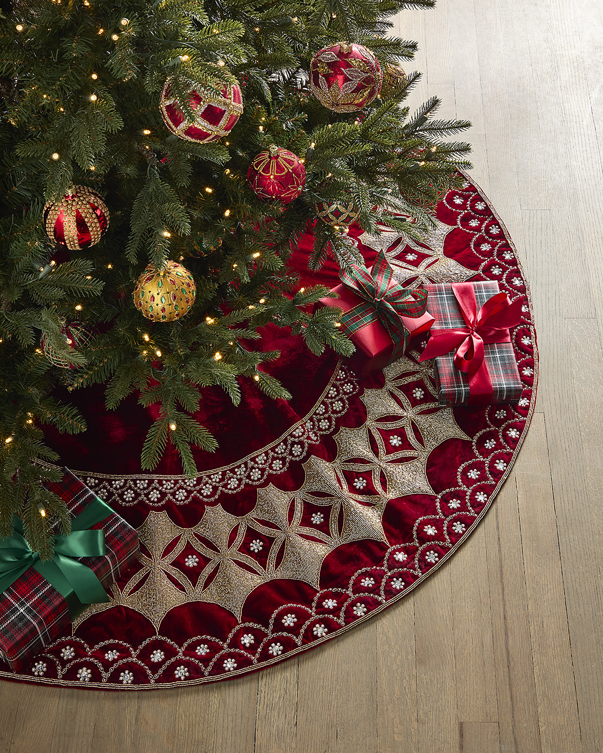 Sudha Pennathur Beaded Ashwani Velvet Christmas Tree Skirt Horchow