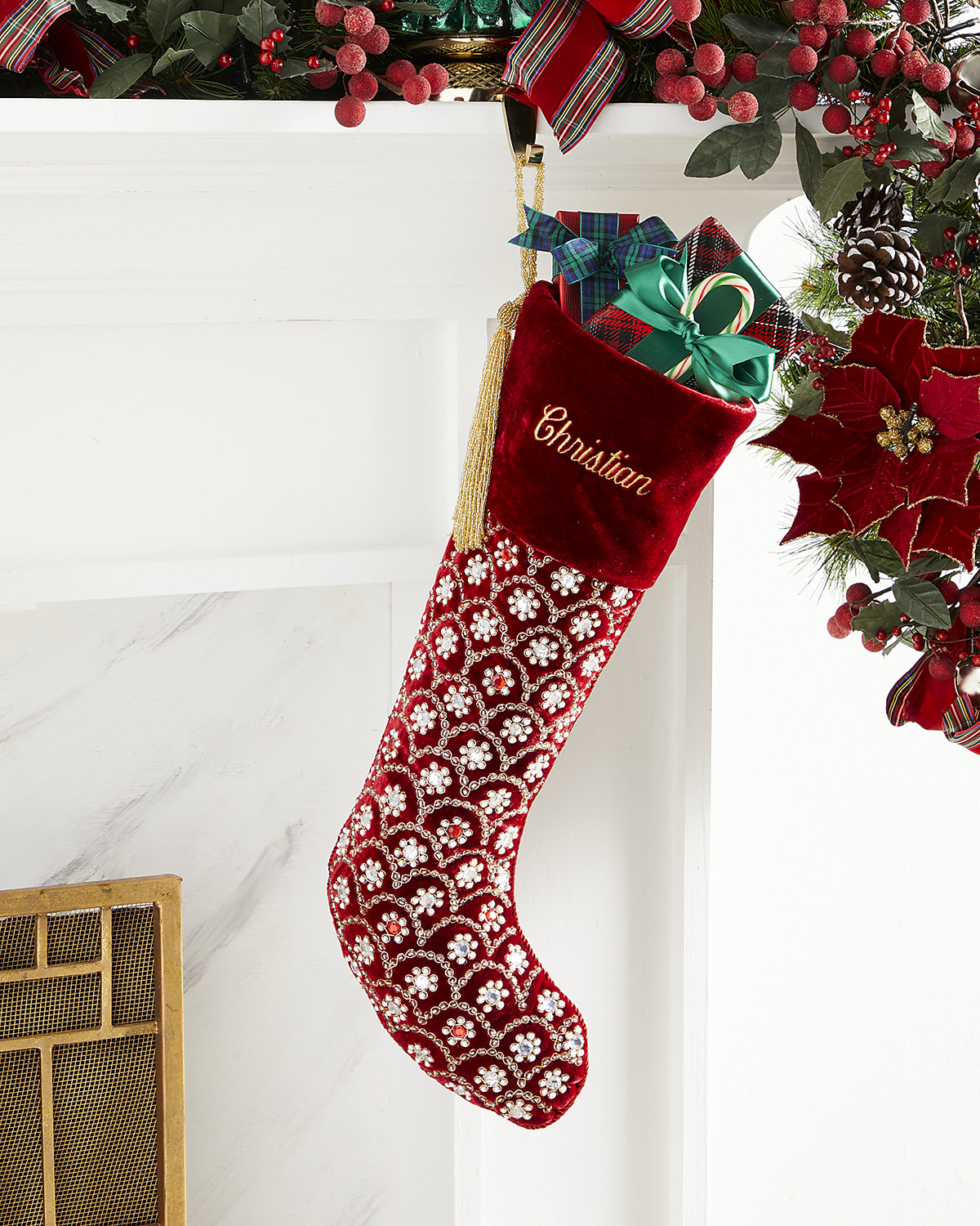 Sudha Pennathur Beaded Ashwani Velvet Christmas Tree Skirt Horchow