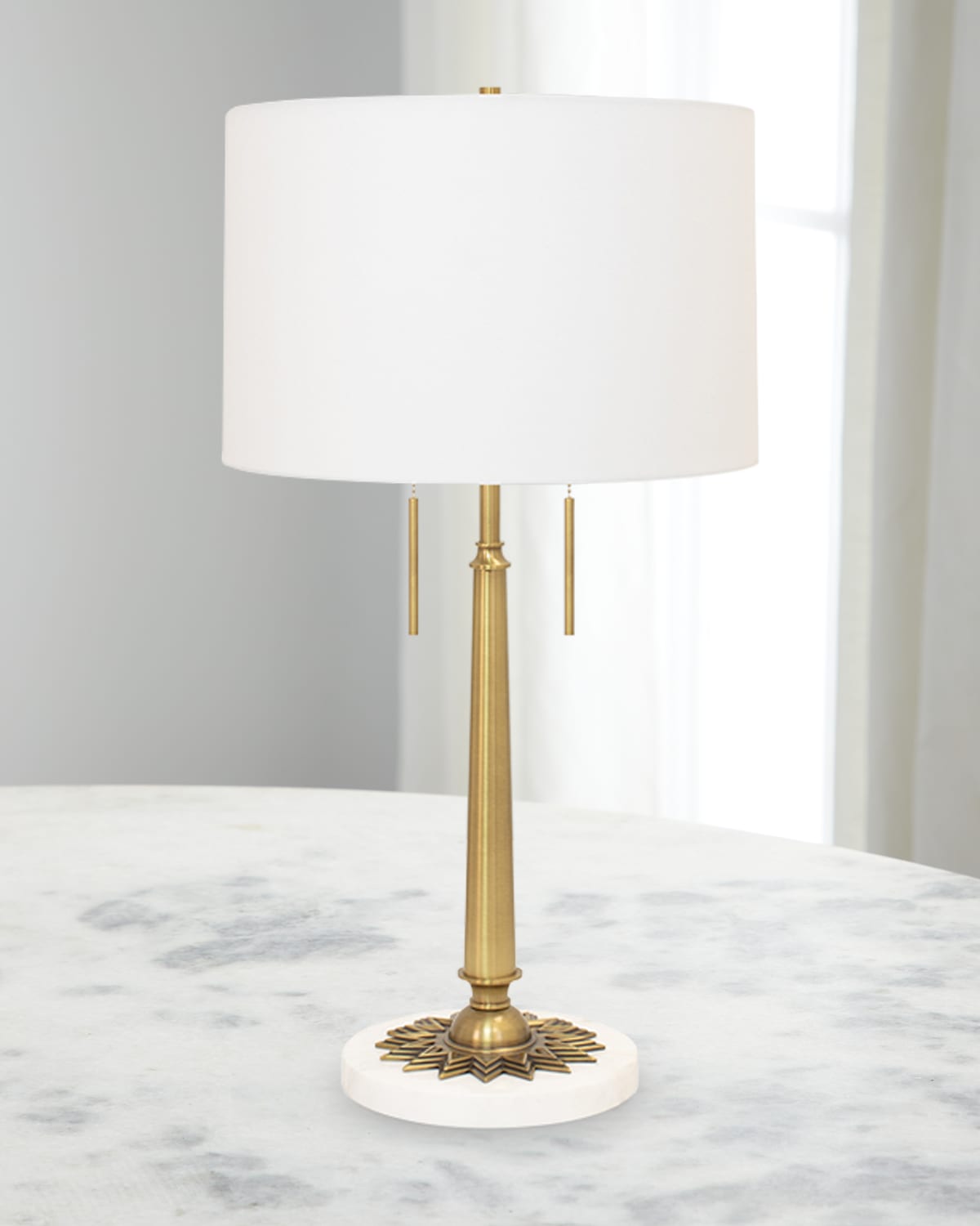 Fondant Small Table Lamp in Ivory and Soft Brass with Linen Shade – Egg &  Dart PDQ