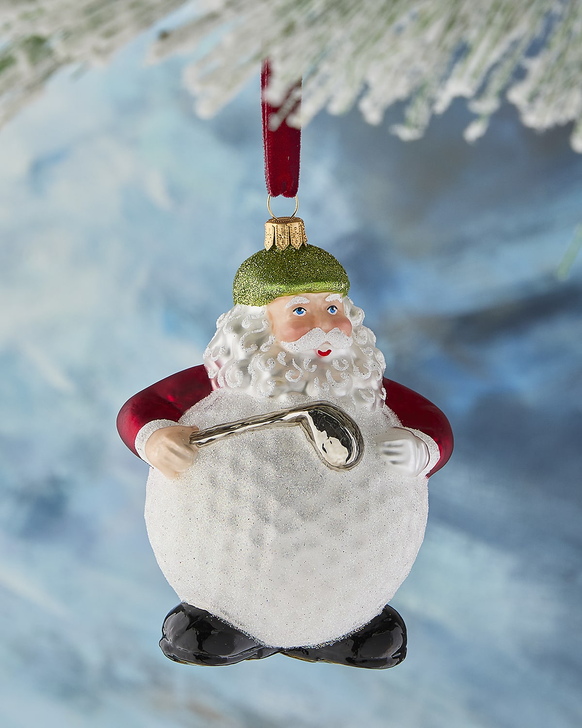 Neiman Marcus Santa with Tree and Sack Christmas Ornament Horchow