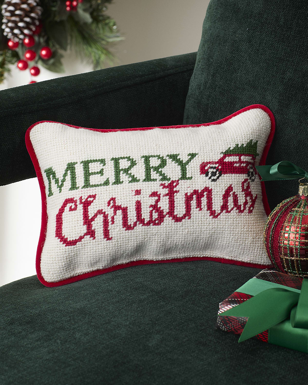 C & F Enterprises Joy Peace Love Decorative Christmas Pillow, 7" x 9