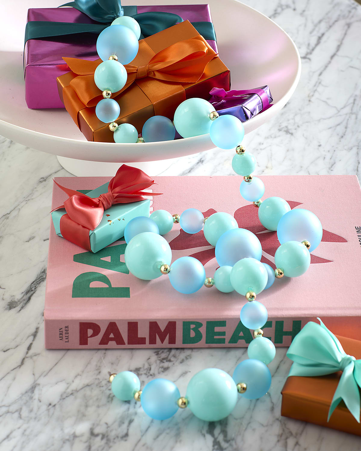 Glitterville 60" Sugar Plum Frosted Glass Ball Christmas Garland, Hot