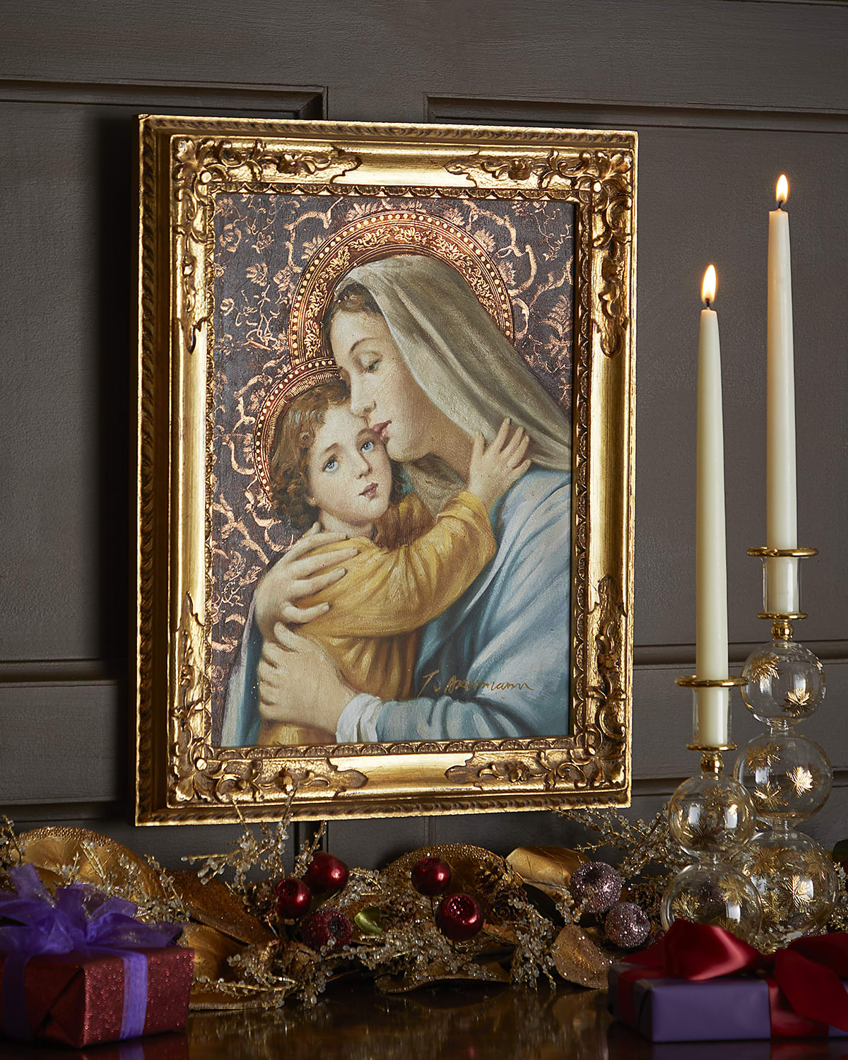 Neiman Marcus Lady with Child in Oval Frame Horchow