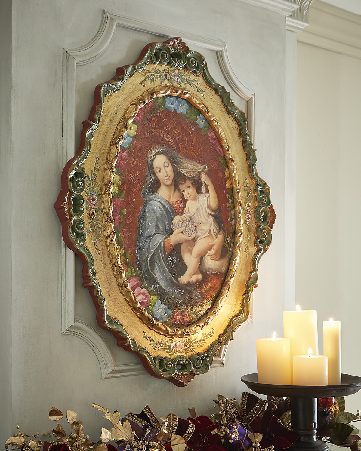 Neiman Marcus Lady with Child Framed Oil Painting | Horchow