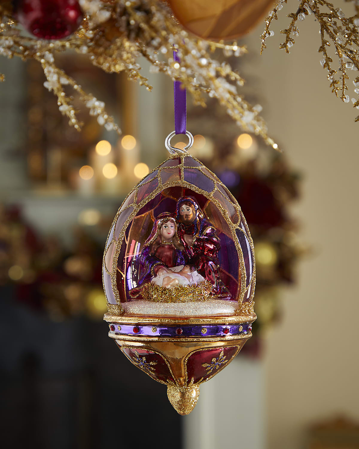 Neiman Marcus Christmas Golden Snowflake Ball Ornament Horchow