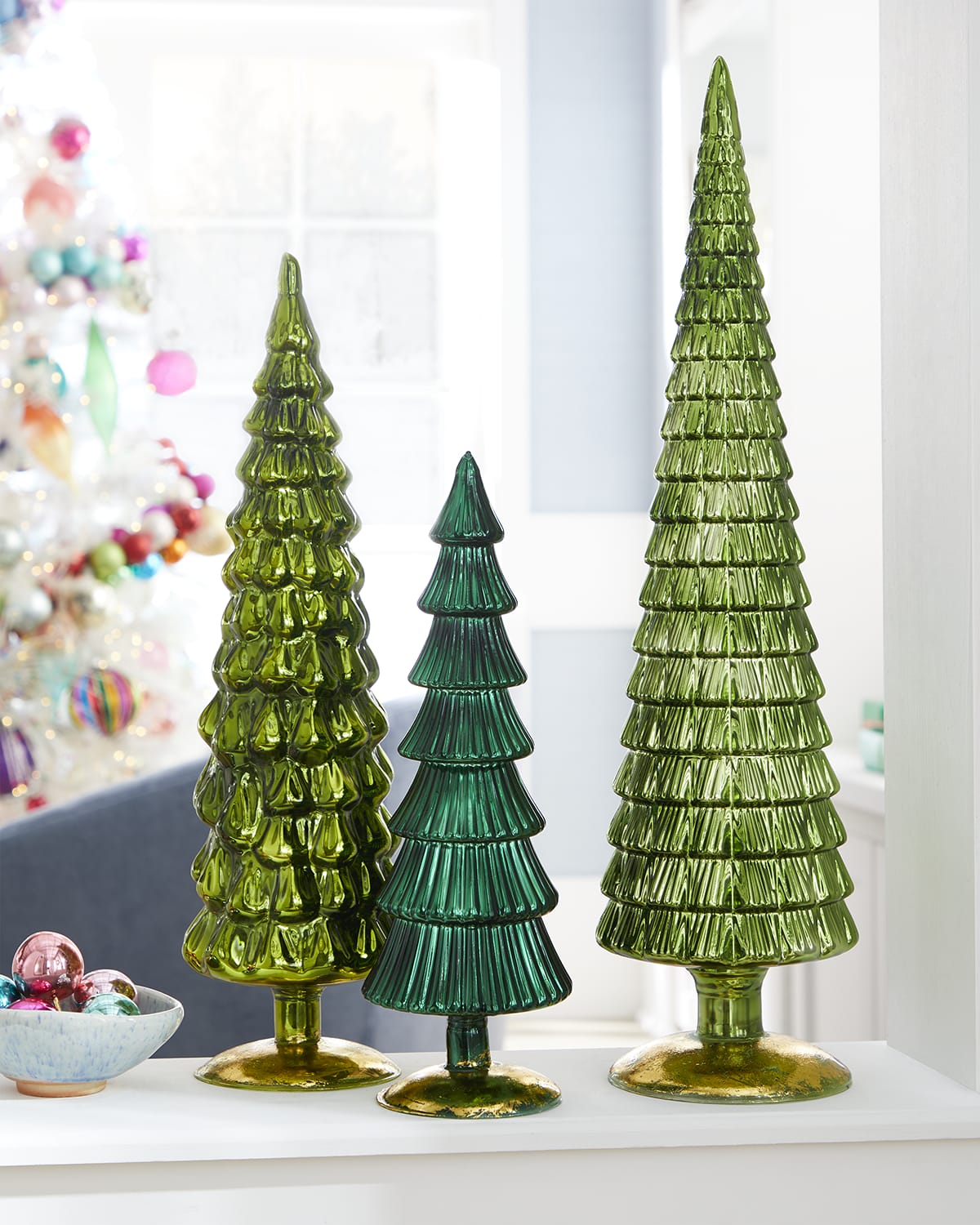 Cody Foster & Co Assorted Glass Christmas Trees, Set of 5 | Horchow