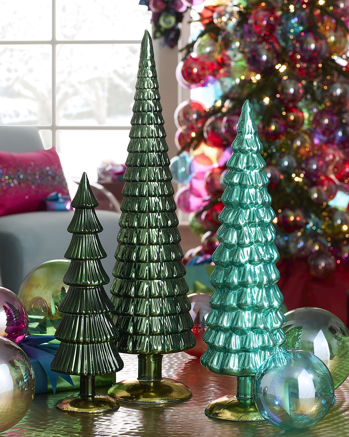 Cody Foster & Co Green Hue Christmas Trees, Set of 3 | Horchow