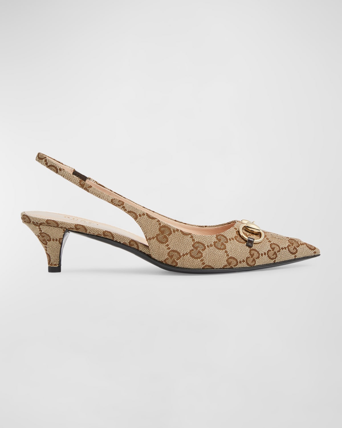 Gucci Signoria Patent Logo Chain Kitten Pumps Horchow