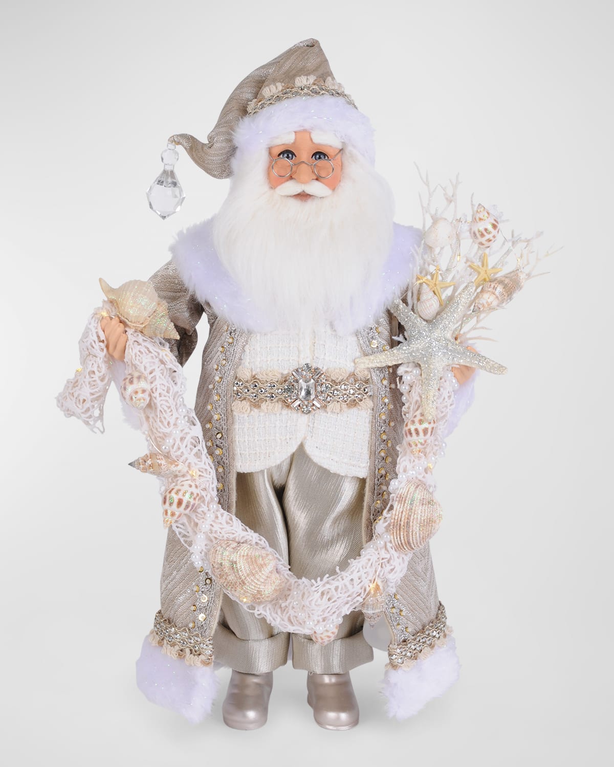 Karen Didion Originals Lighted White Christmas Santa Figure | Horchow