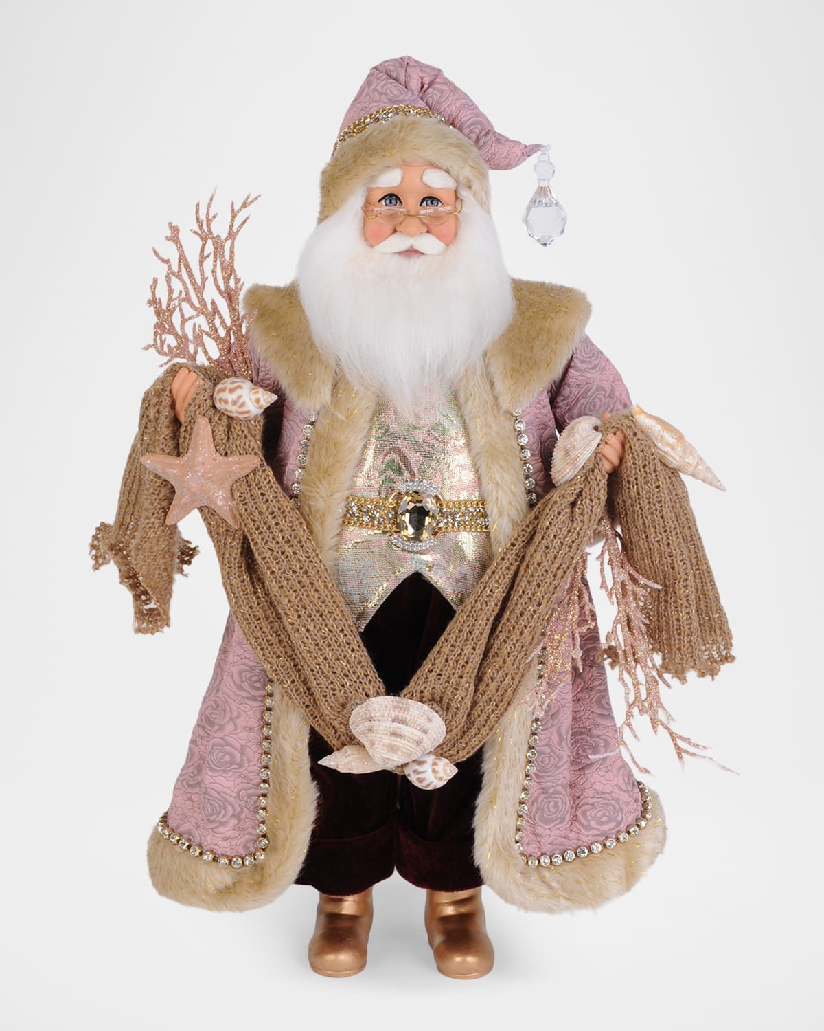 Karen Didion Originals Lighted Merry Christmas Train Santa Decor