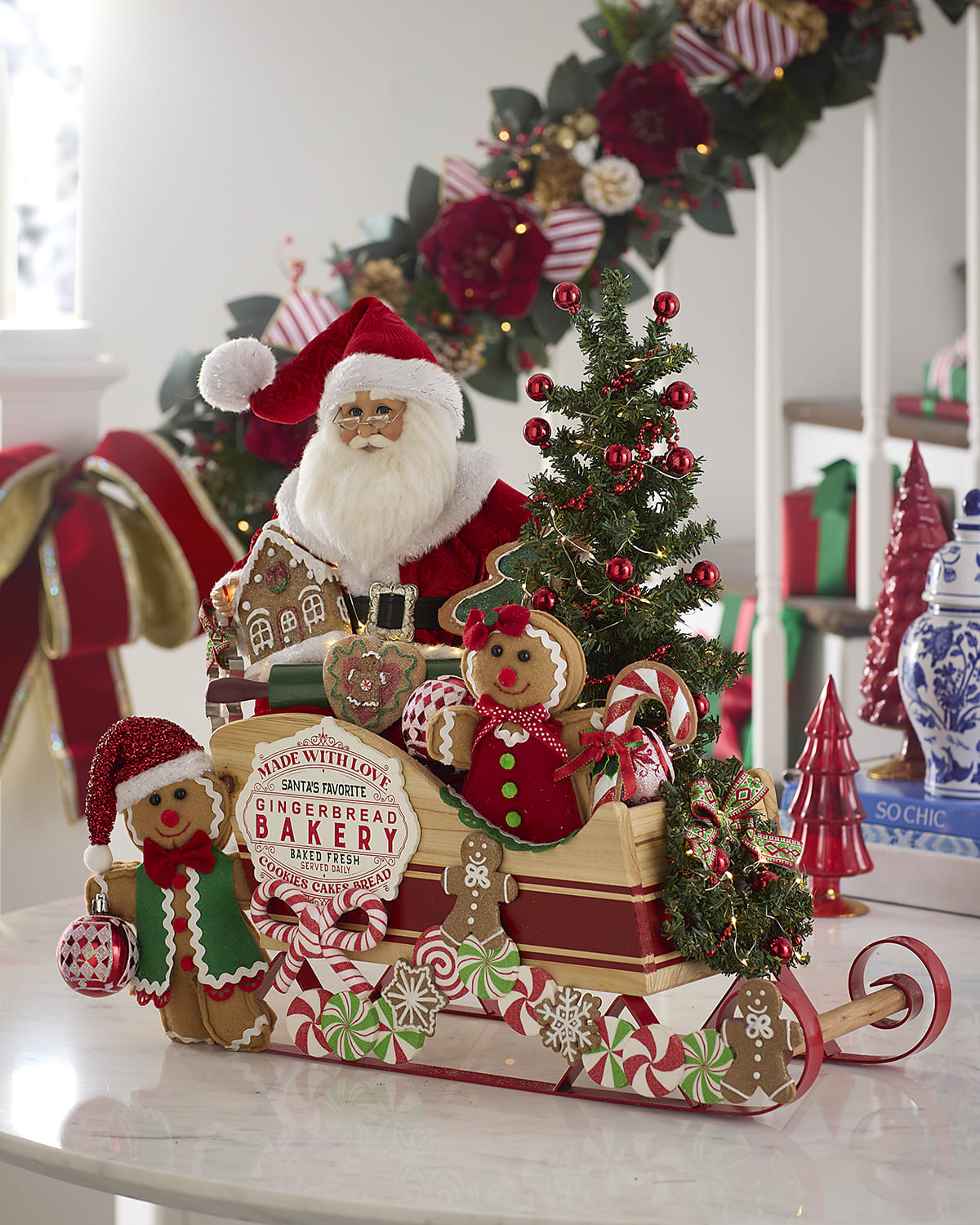 Karen Didion Originals Lighted Ivory Gold Elegance Santa | Horchow