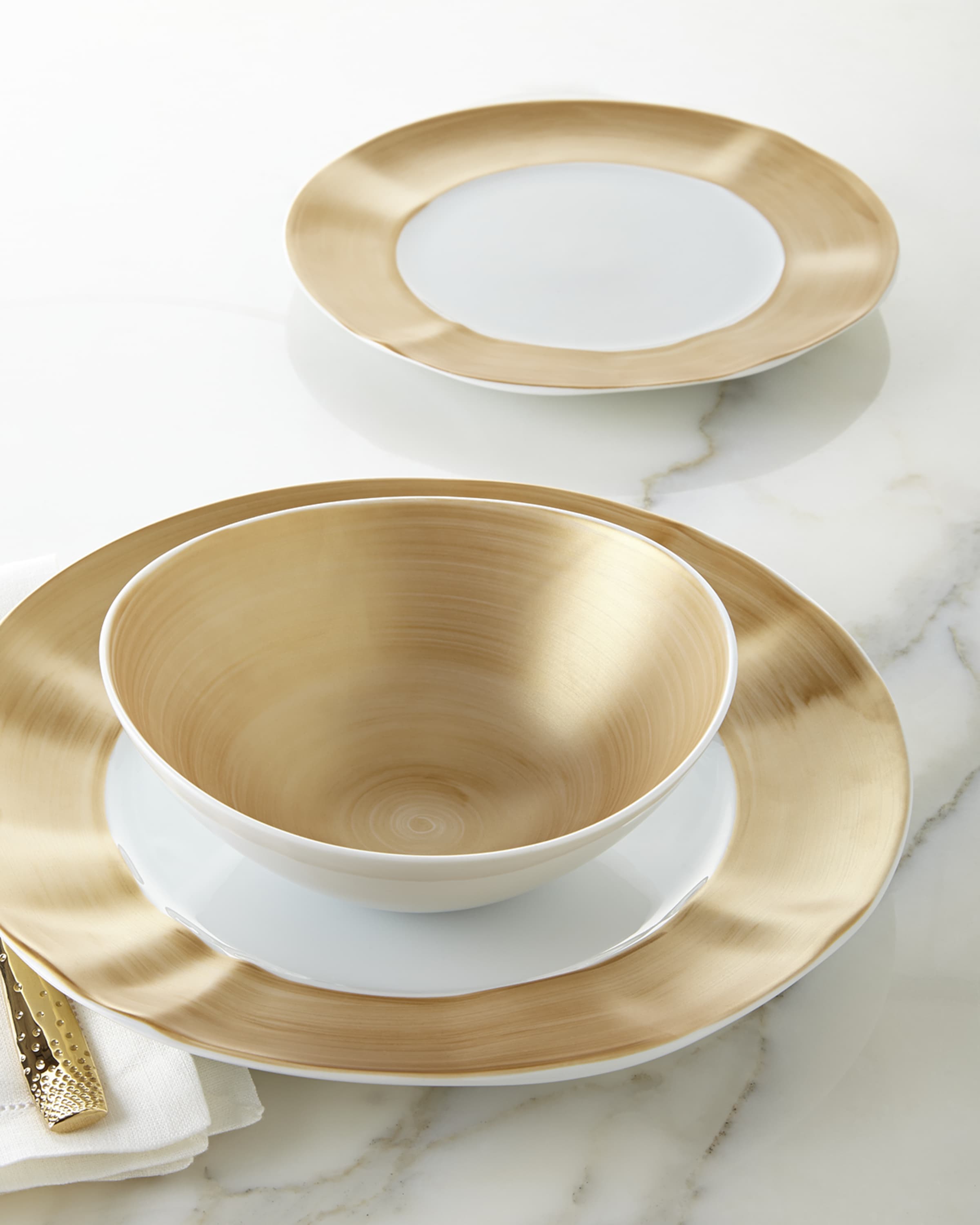 Neiman Marcus Brushstroke Gold Dinnerware Collection & Matching