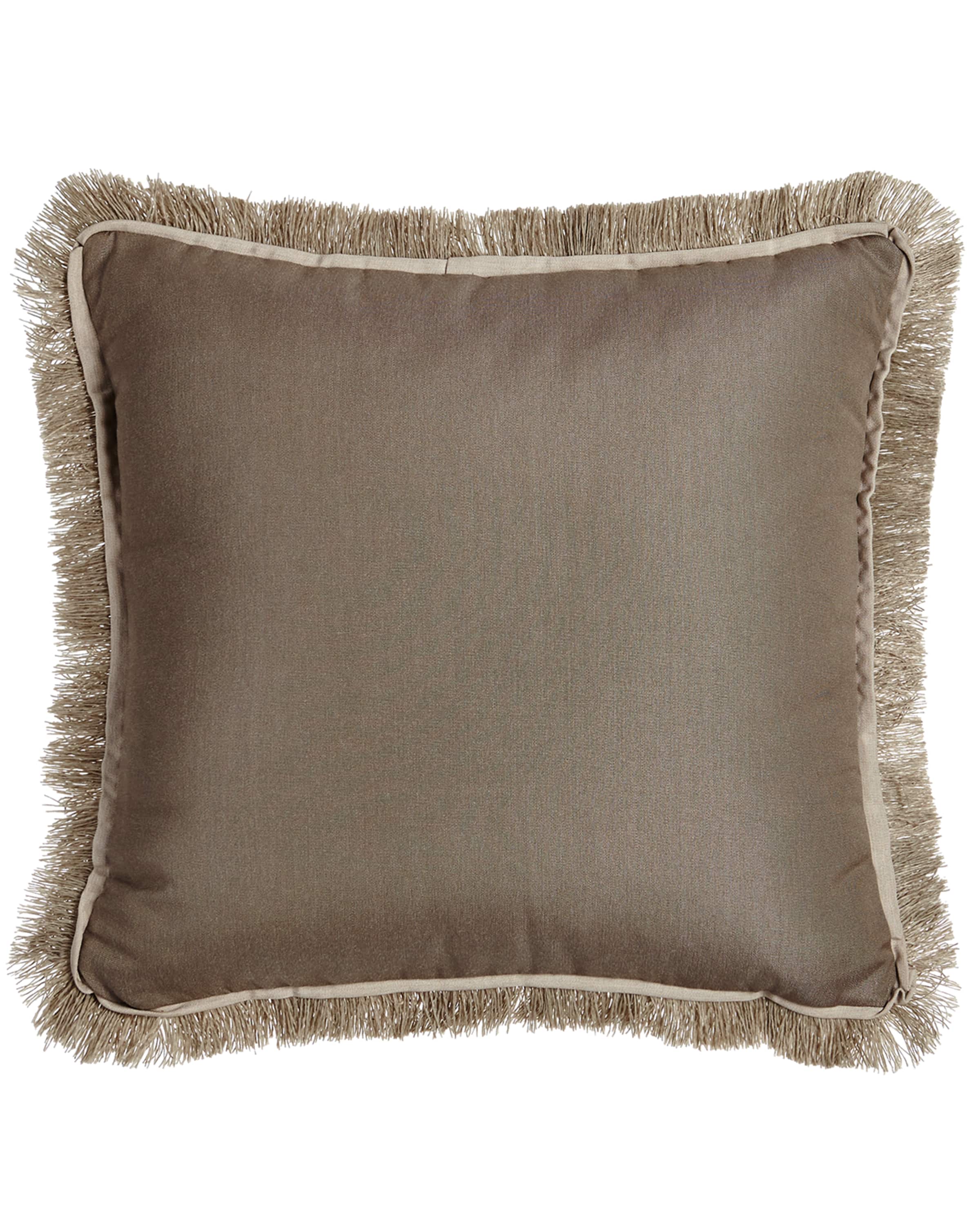 Lacefield Designs Fringed Taupe Outdoor Pillow
