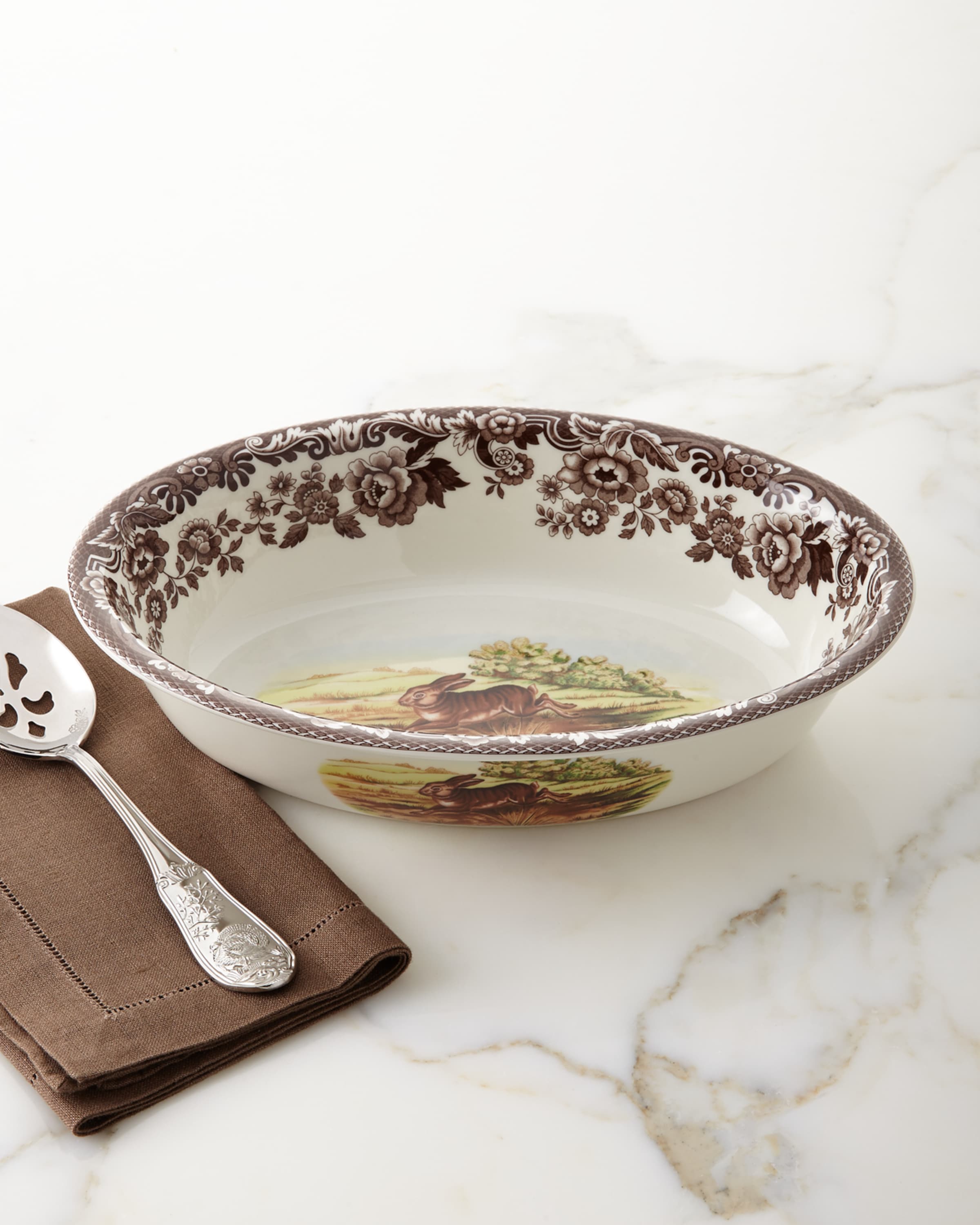 Spode Woodland Rimmed Serving Dish with Rabbit/Pheasant