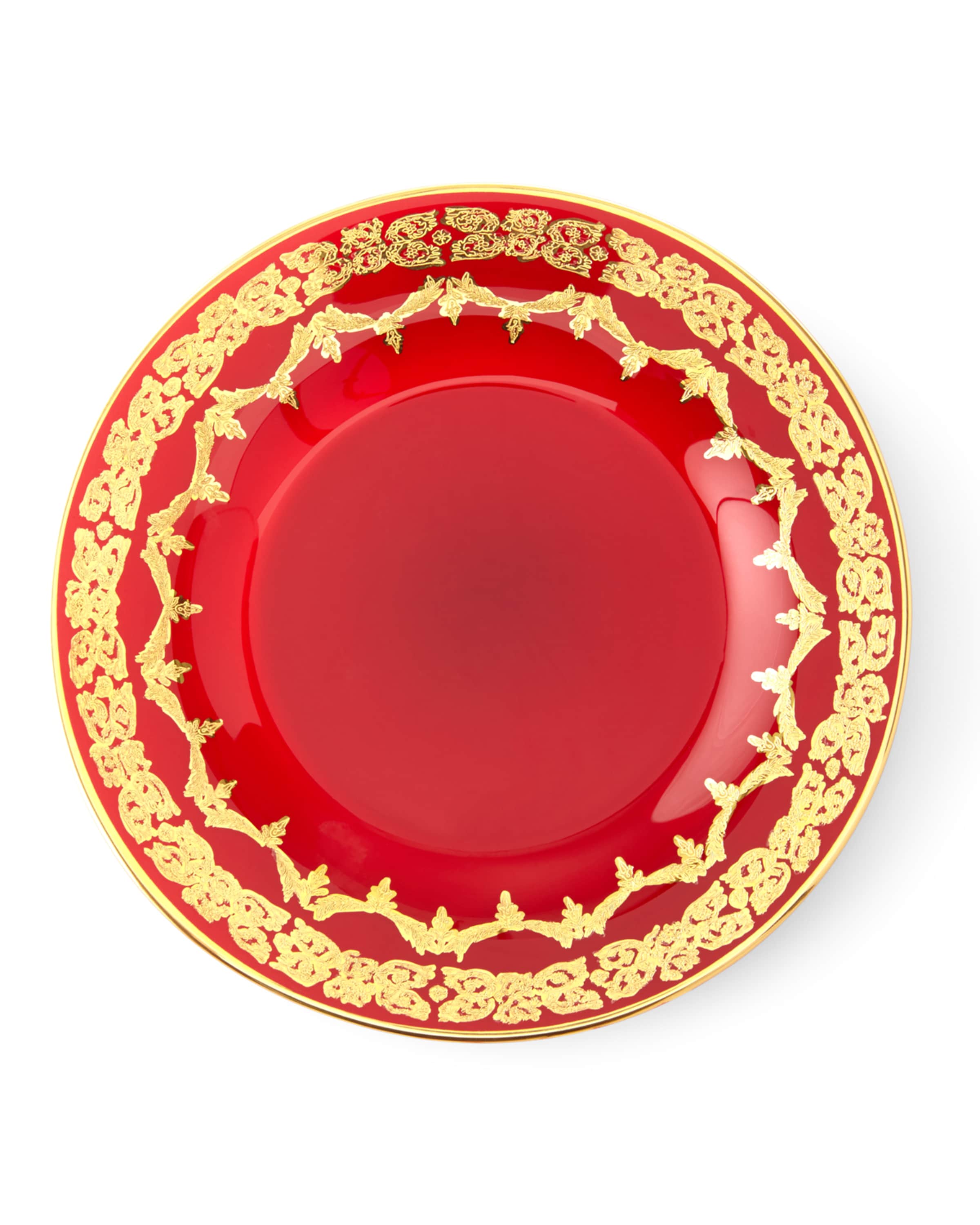 Neiman Marcus Red Oro Bello Dessert Plate, Set of 4