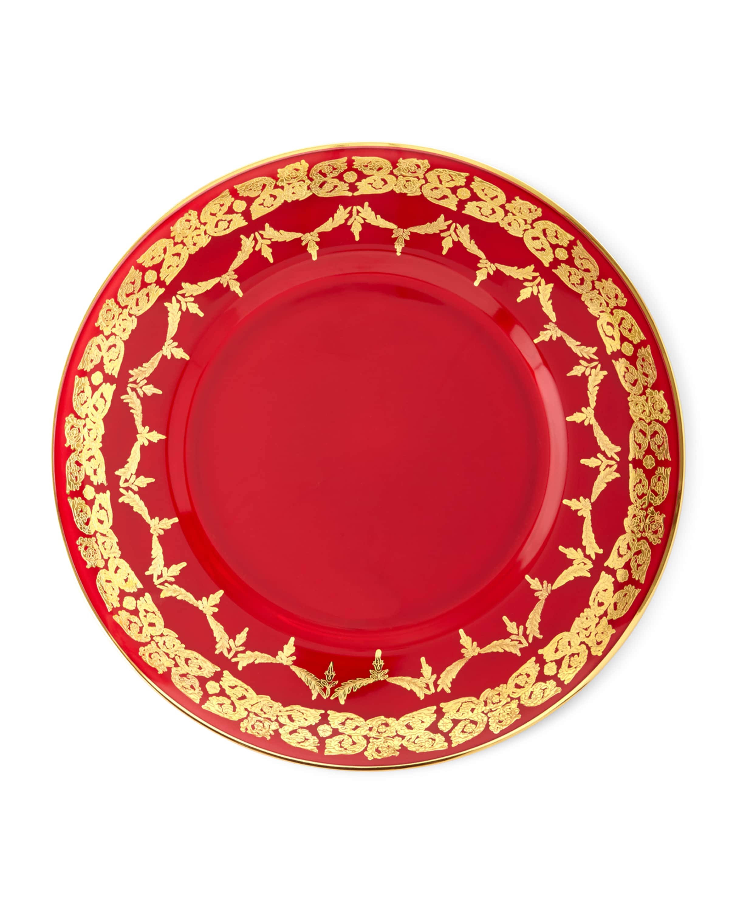 Neiman Marcus Red Oro Bello Charger, Set of 4