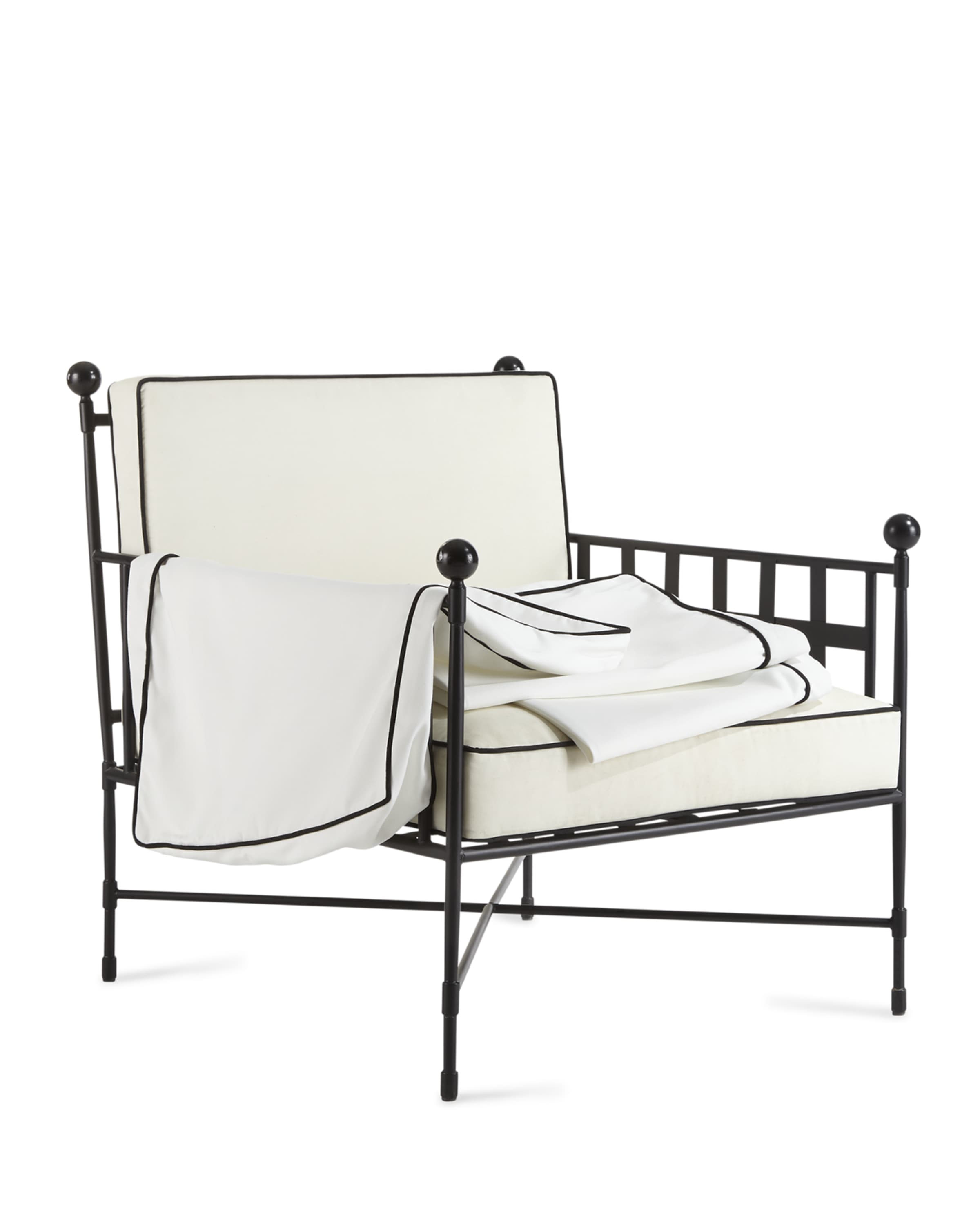 Neiman Marcus Avery Neoclassical Outdoor Lounge Chair & Ottoman