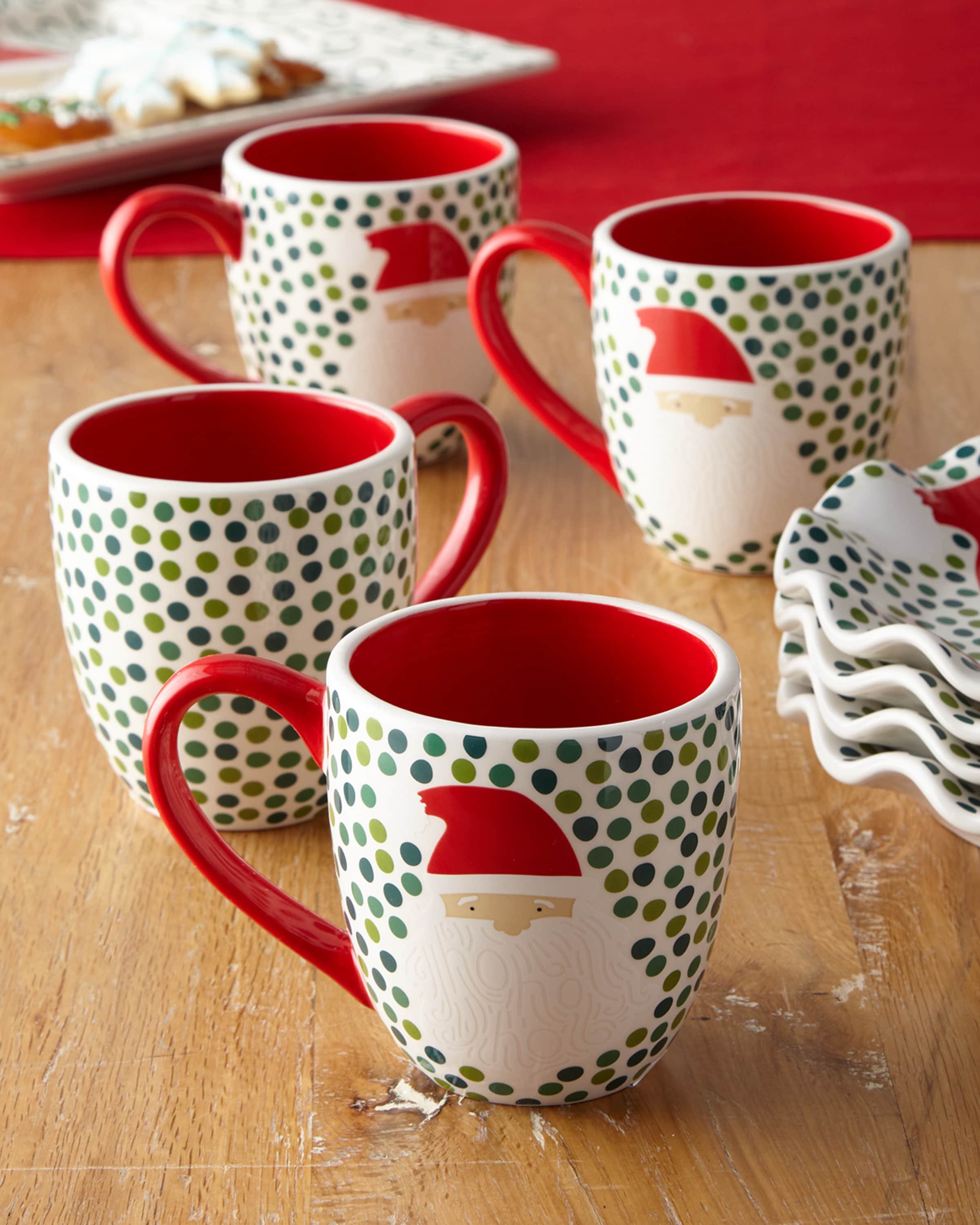 Coton Colors Ho Ho Santa Christmas Mugs, Set of 4