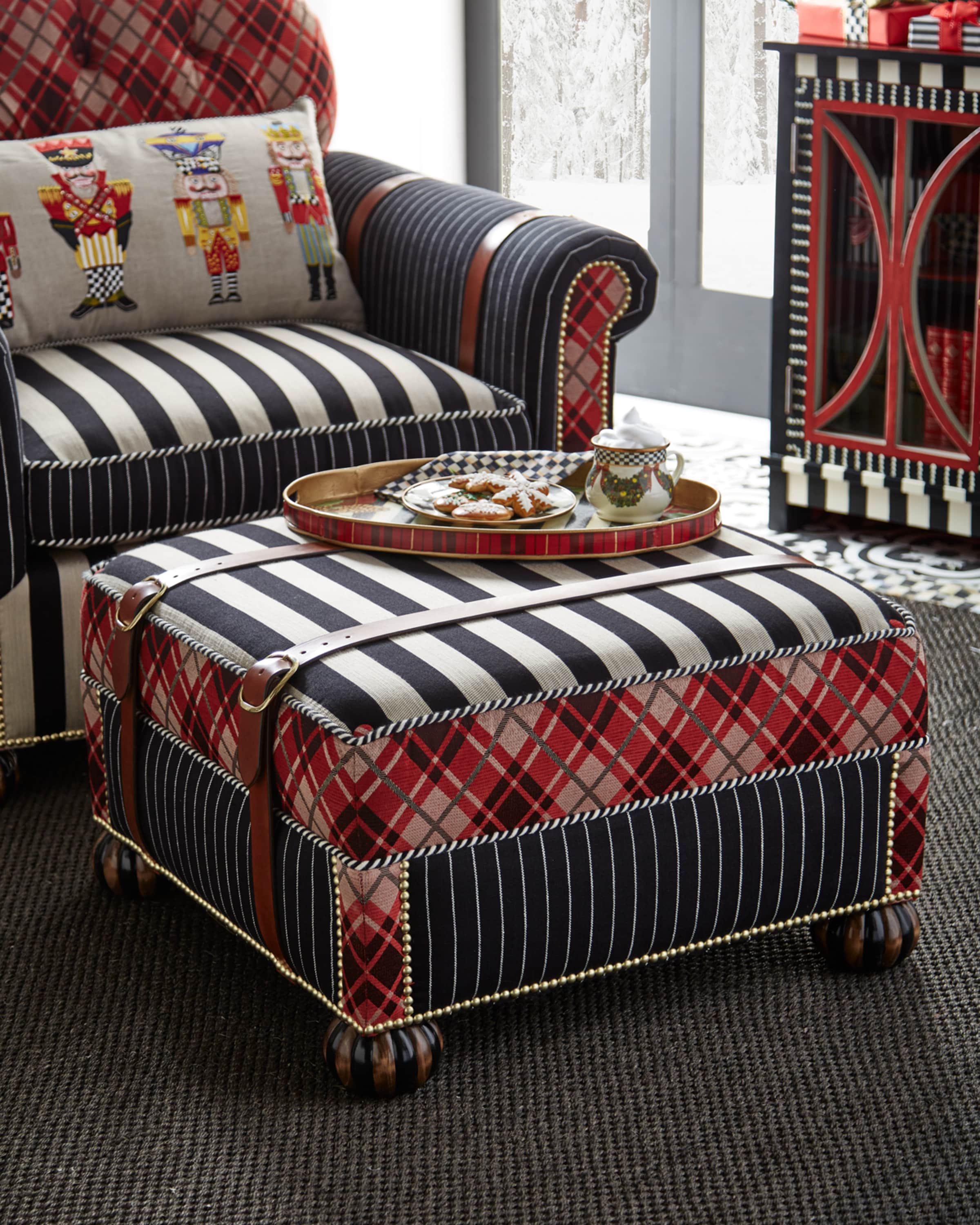 MacKenzie Childs Regent Street Ottoman and Matching Items