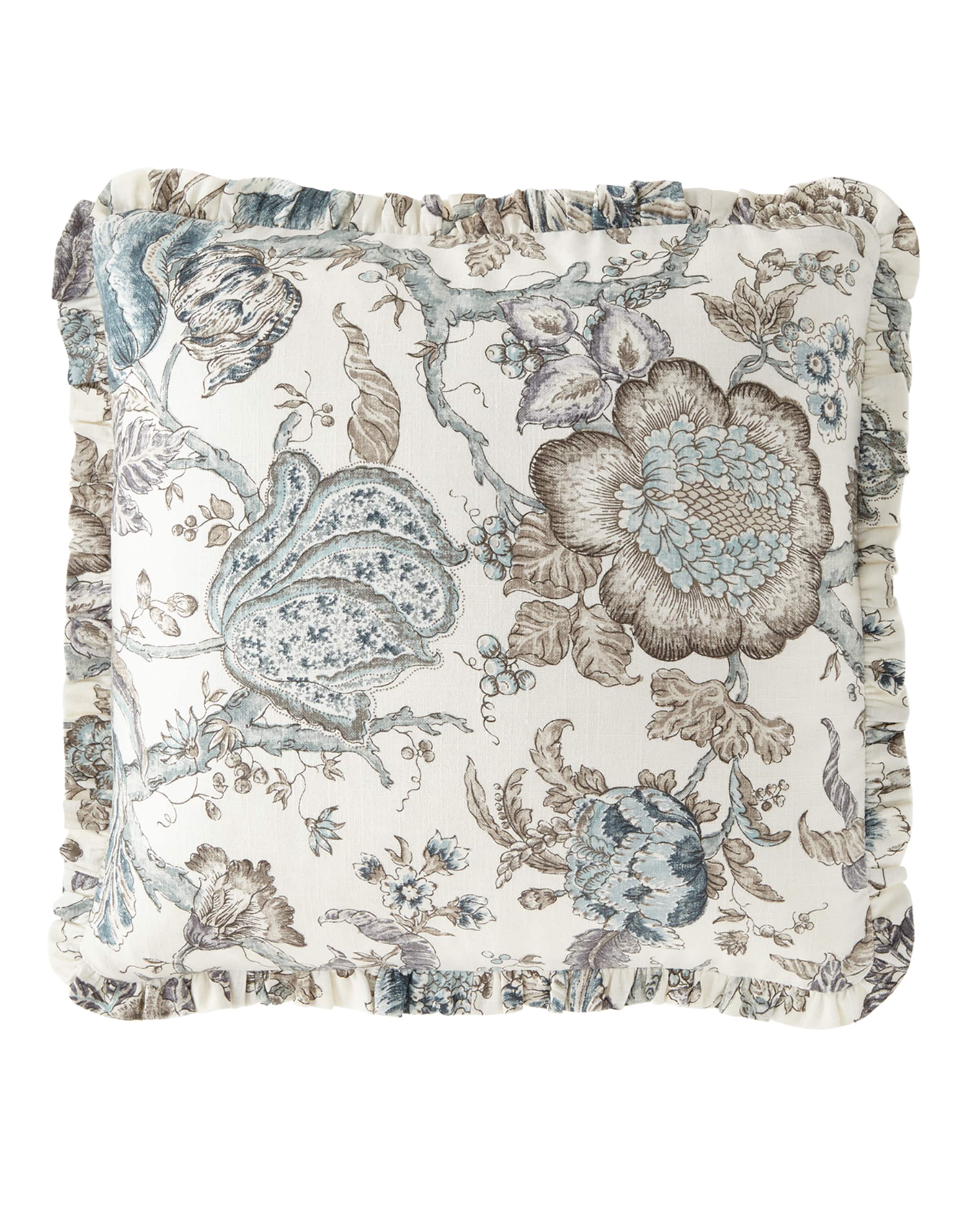 25 Mackenzie Lane Floral-Print Pillow with Mini Ruffle Flange