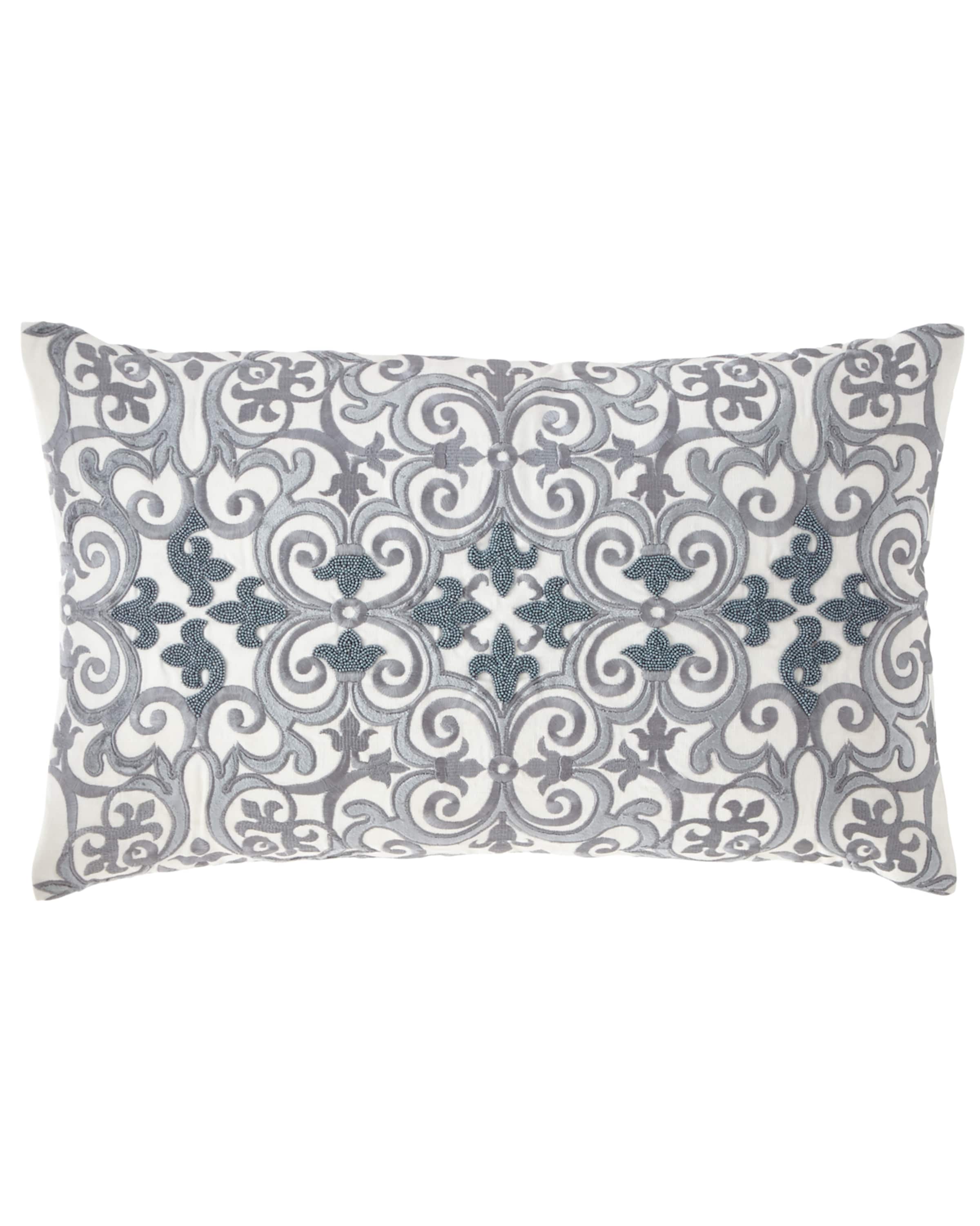 Callisto Home Darboux Scroll Embroidered Decorative Pillow