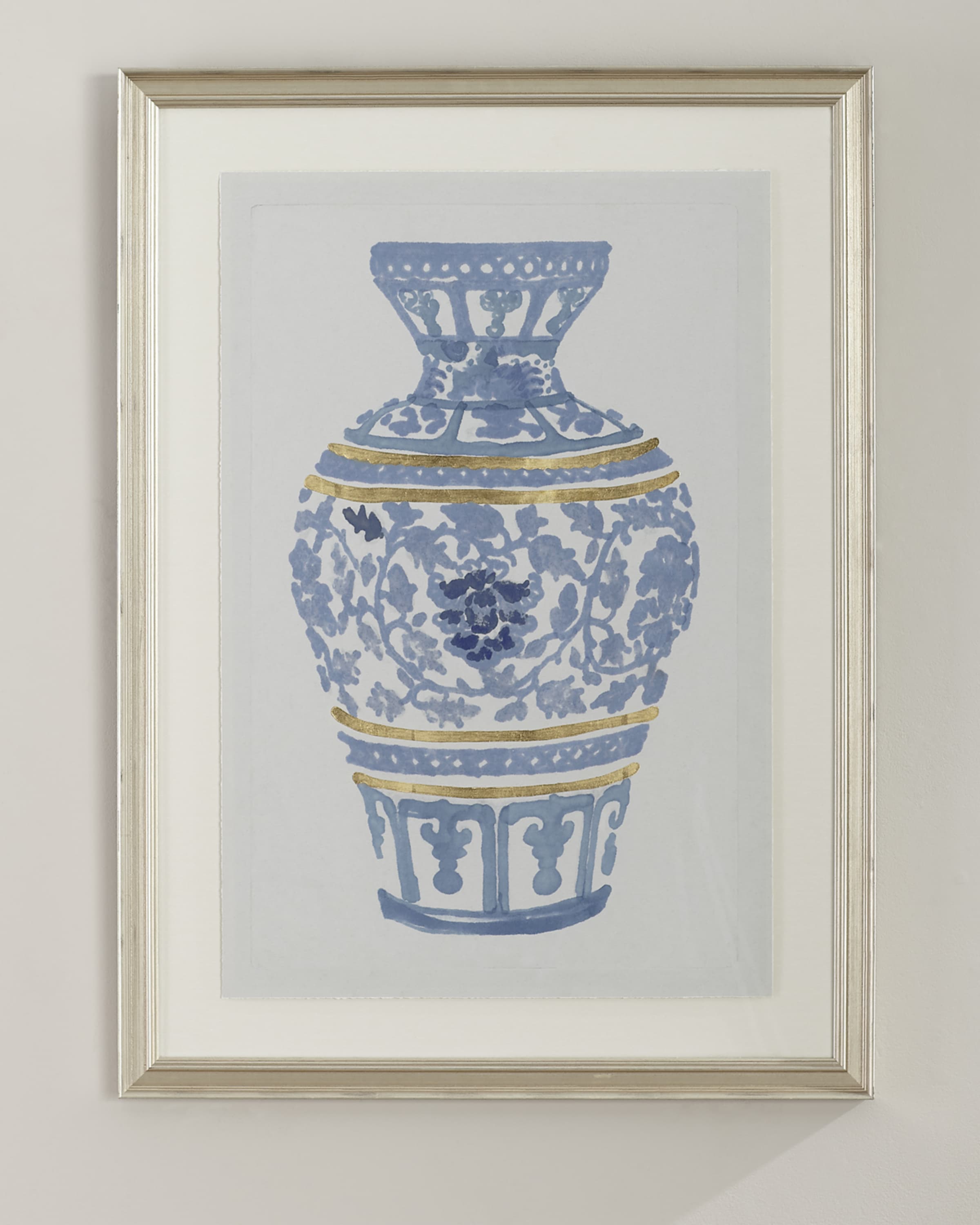 Wendover Art Group "Blue and Gold Urn IV" Giclee Wall Art and Matching