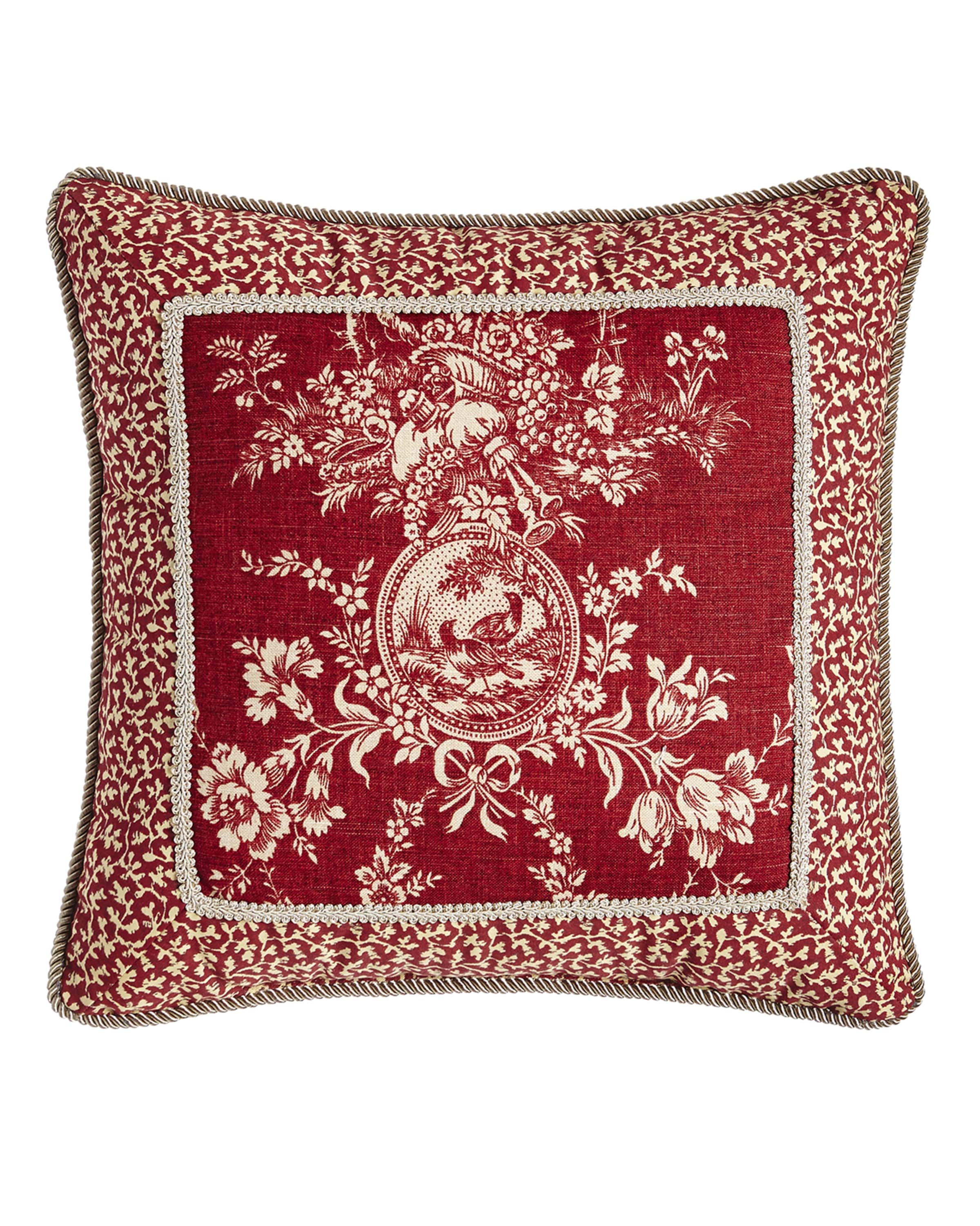 Sherry Kline Home French Country Pillow w/ Toile Center, 19"Sq.