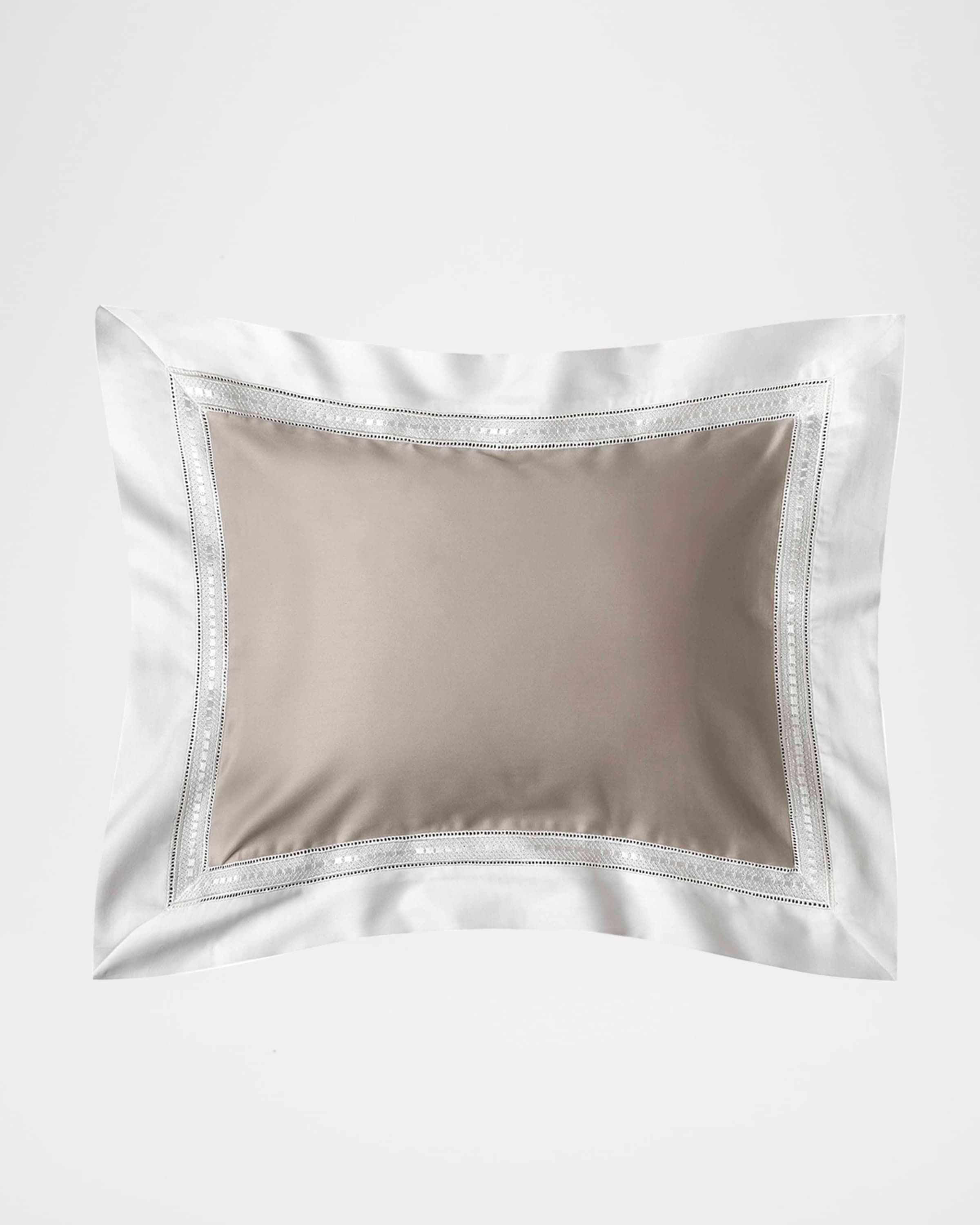 Bovi Fine Linens Devere Boudoir Sham, Taupe/White